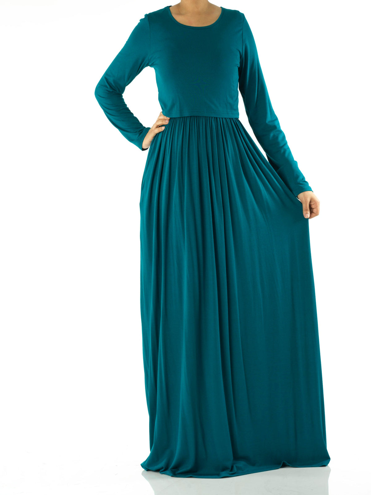 Teal Blue Super soft Nursing Modest maxi dress Kabayare