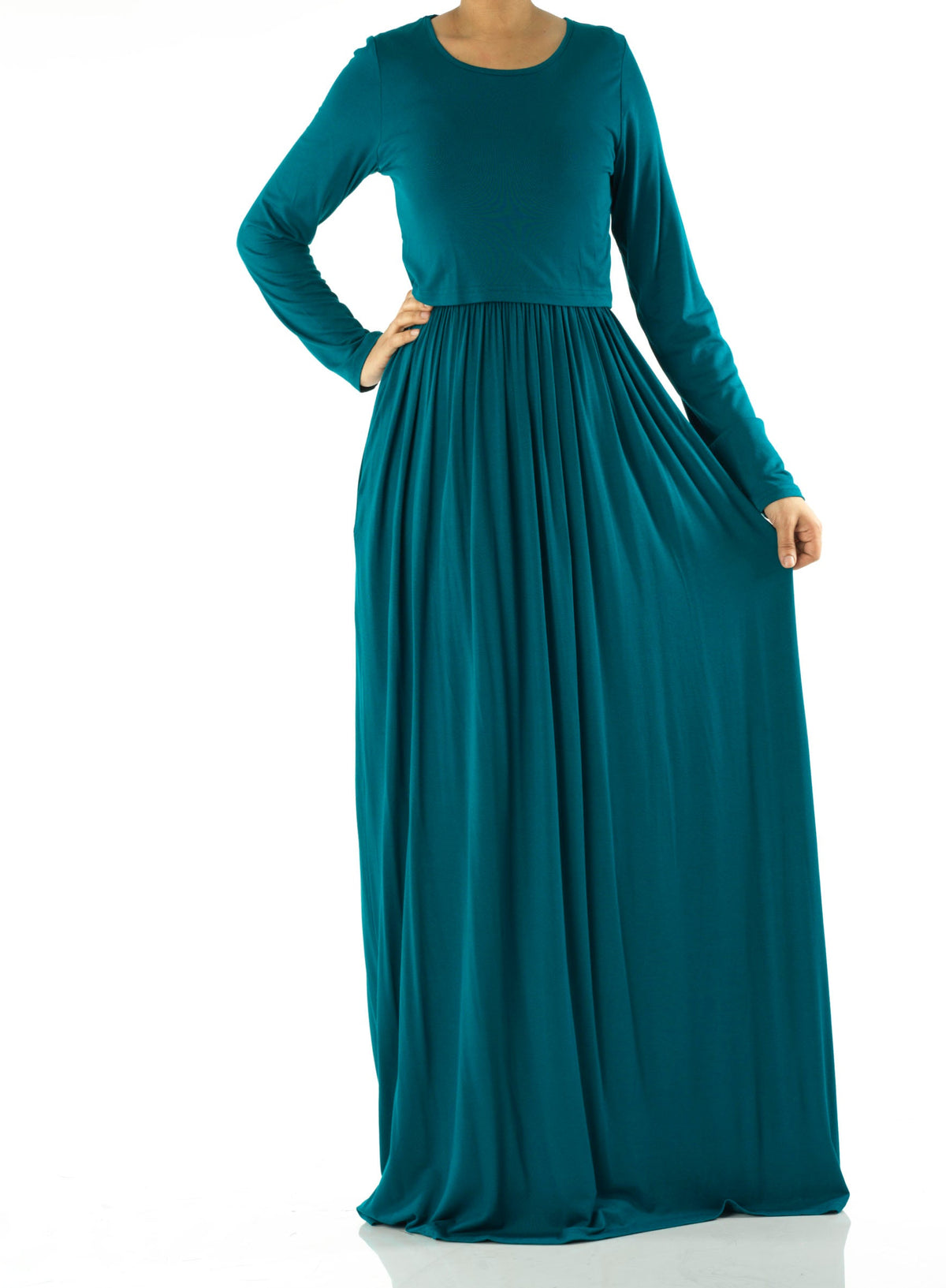 Teal Blue Super soft Nursing Modest maxi dress Kabayare