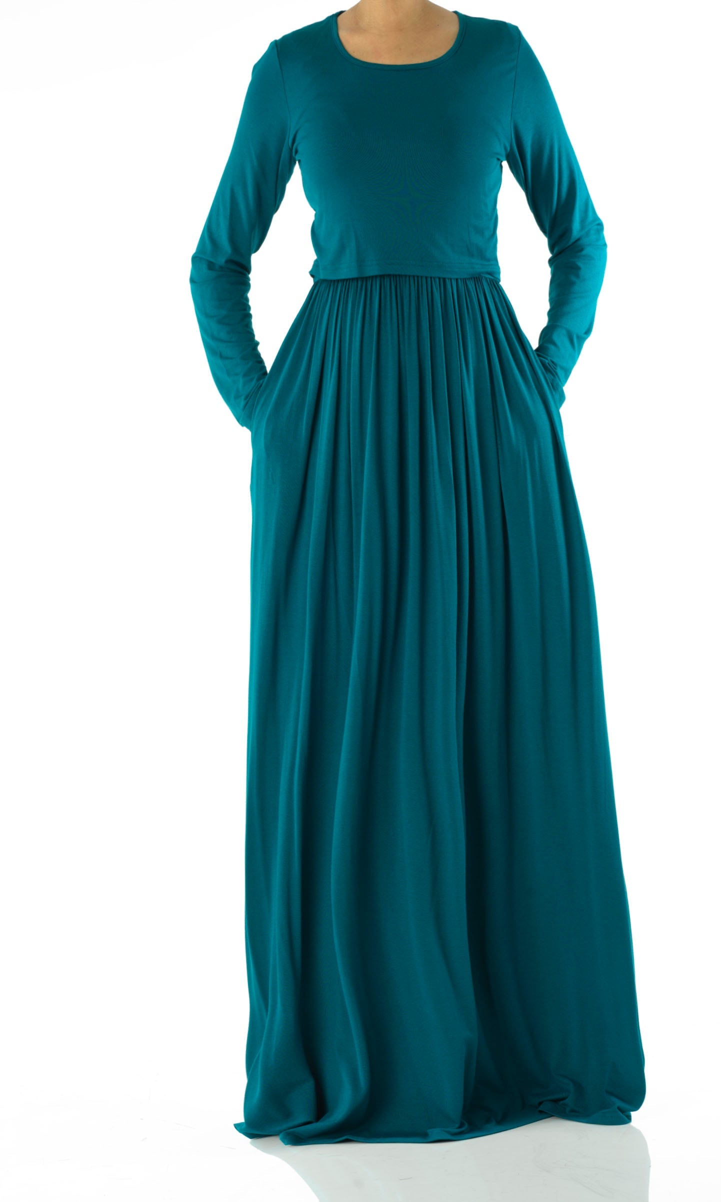 Teal Blue Super soft Nursing Modest maxi dress Kabayare