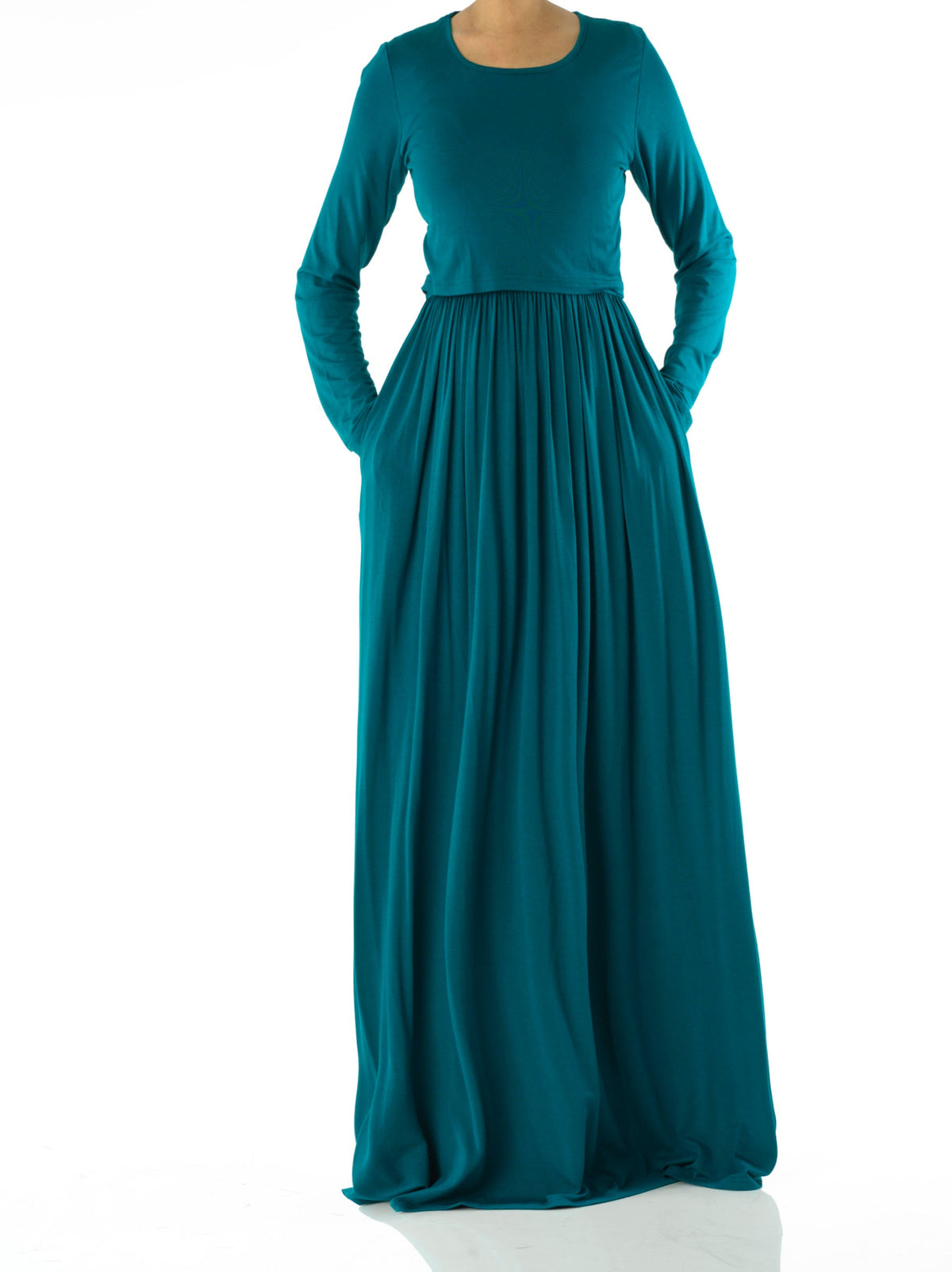 Teal Blue Super soft Nursing Modest maxi dress Kabayare