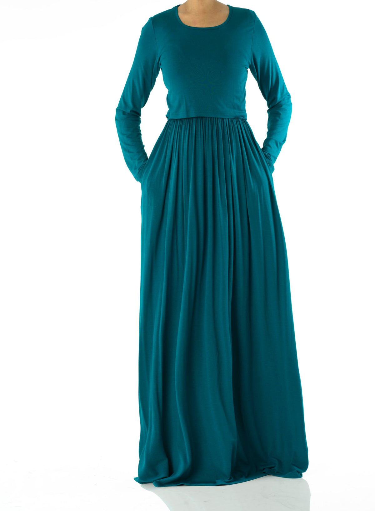 Teal Blue Super soft Nursing Modest maxi dress Kabayare