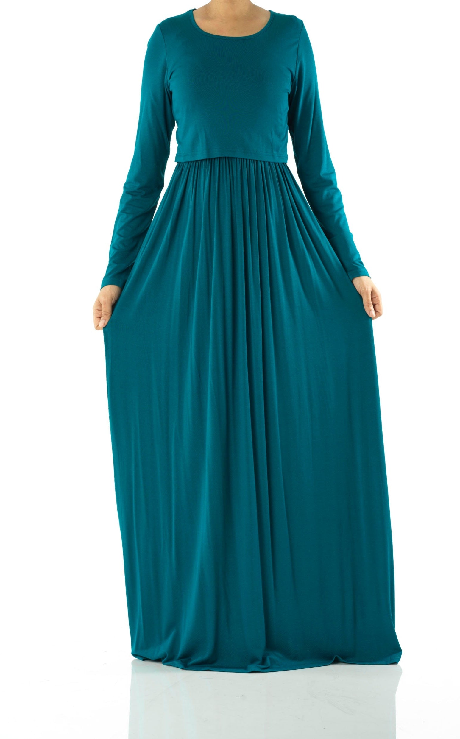 Teal Blue Super soft Nursing Modest maxi dress Kabayare