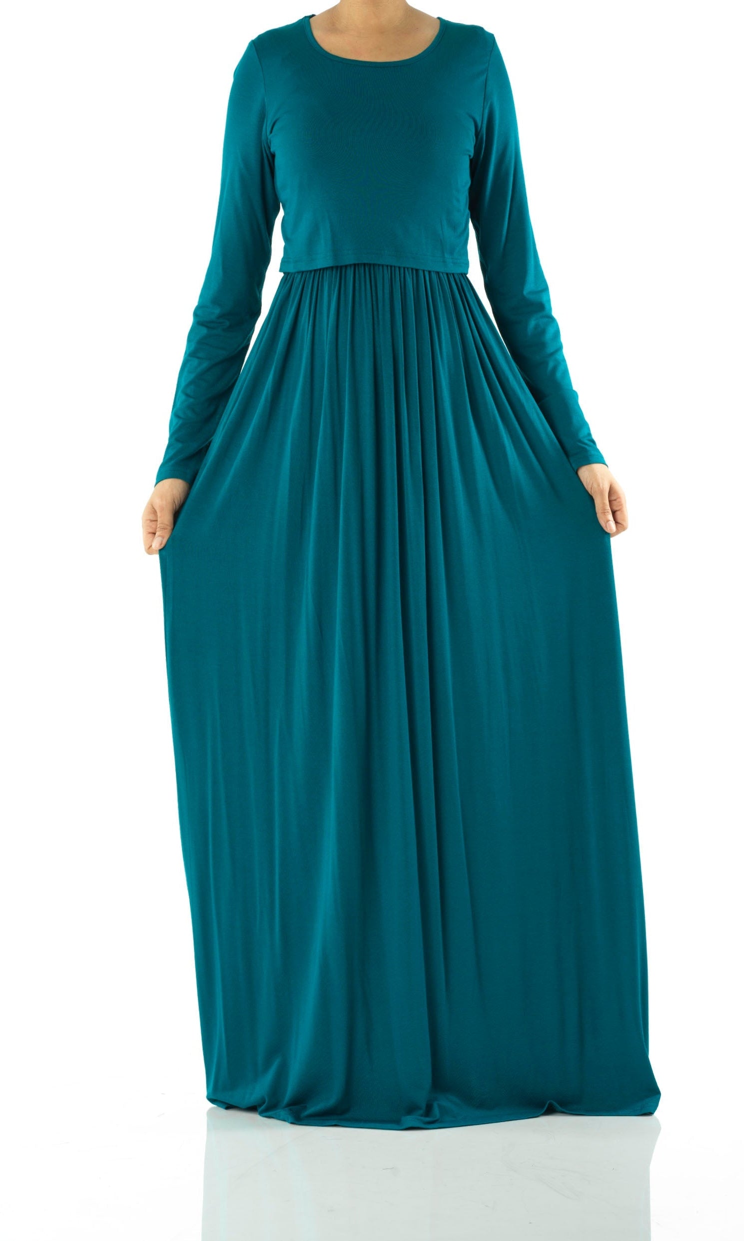 Teal Blue Super soft Nursing Modest maxi dress Kabayare