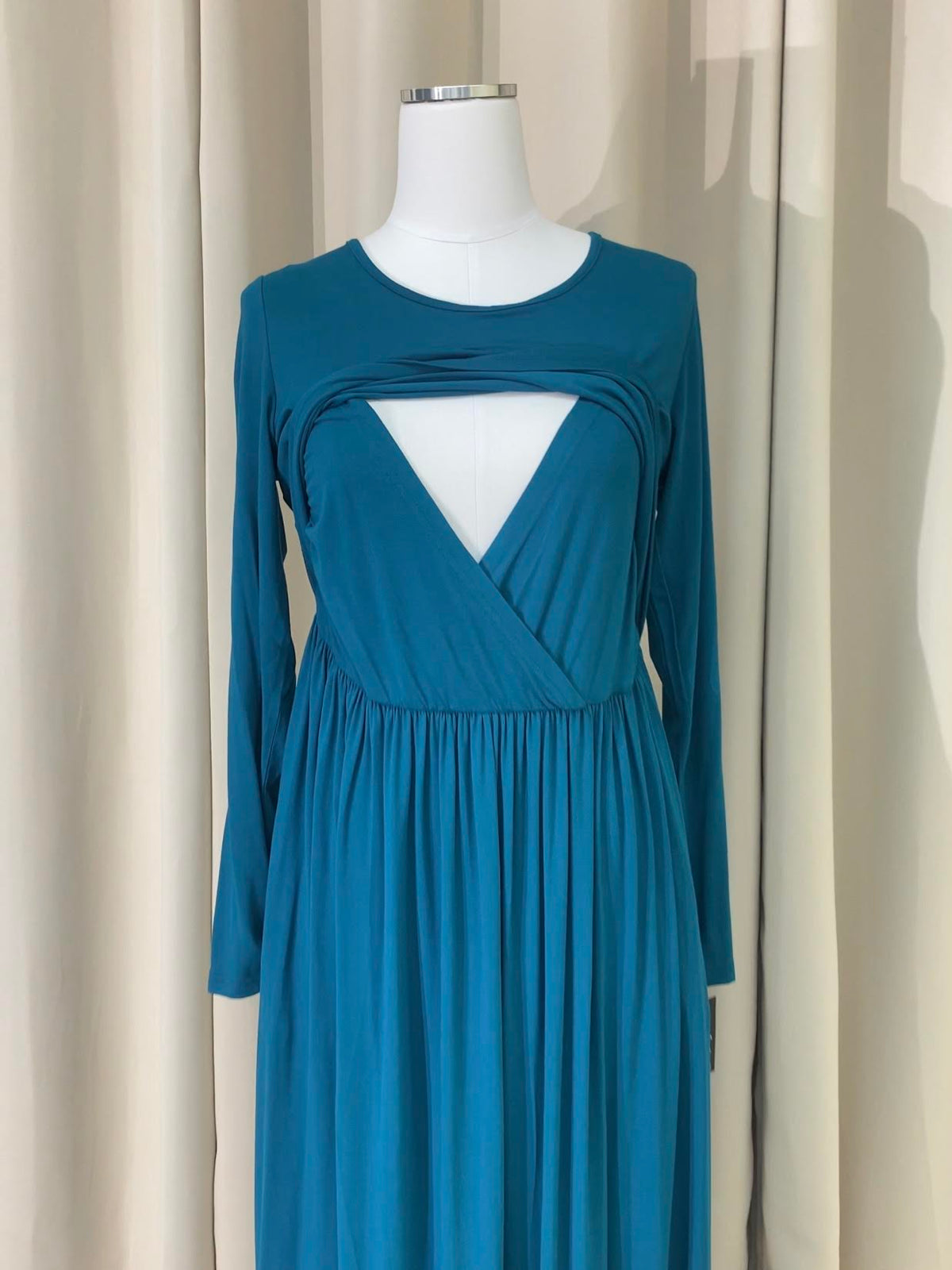 Teal Blue Super soft Nursing Modest maxi dress Kabayare