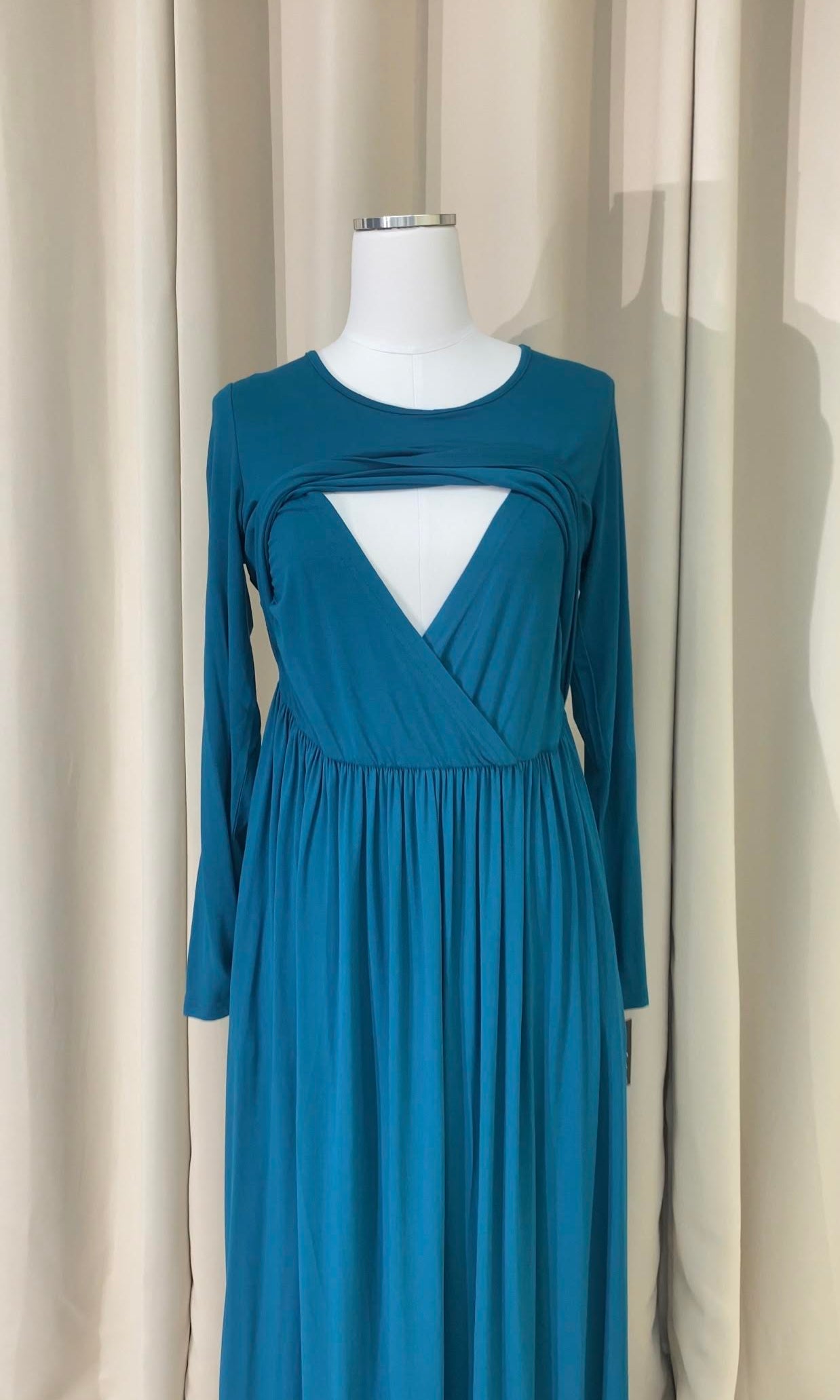 Teal Blue Super soft Nursing Modest maxi dress Kabayare