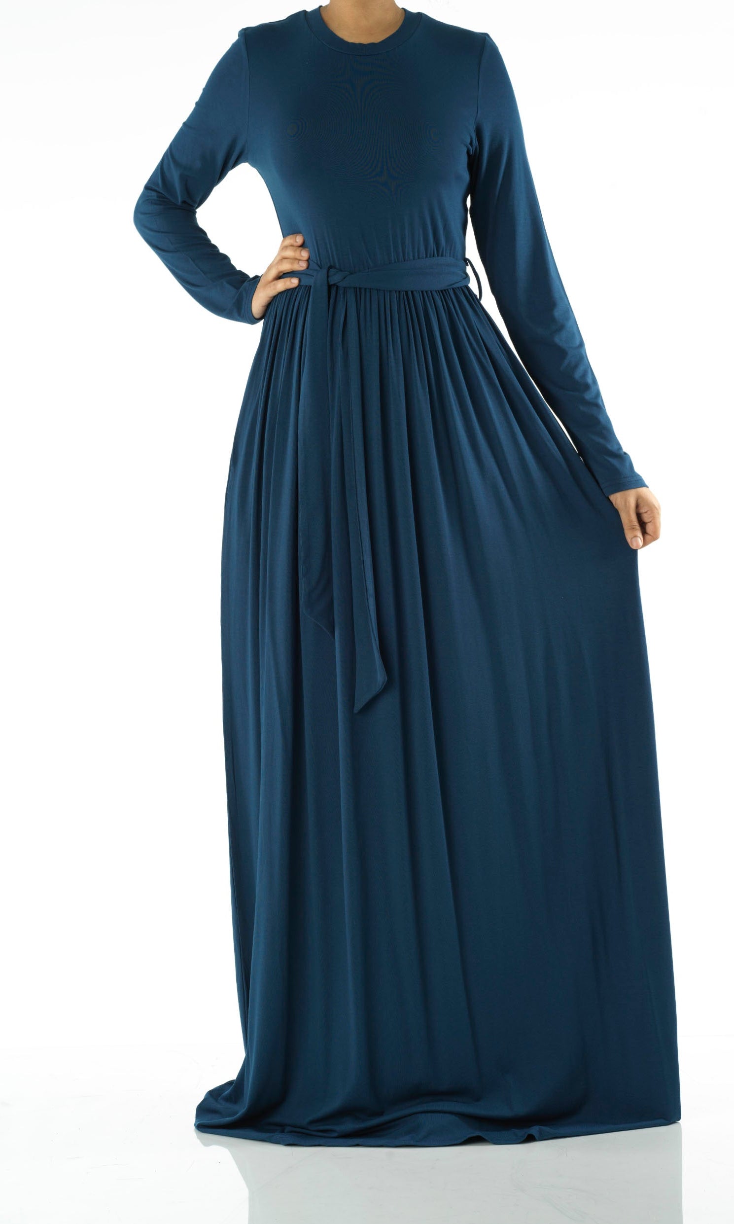 Teal Cotton Candy Jersey Maxi  Dress Kabayare