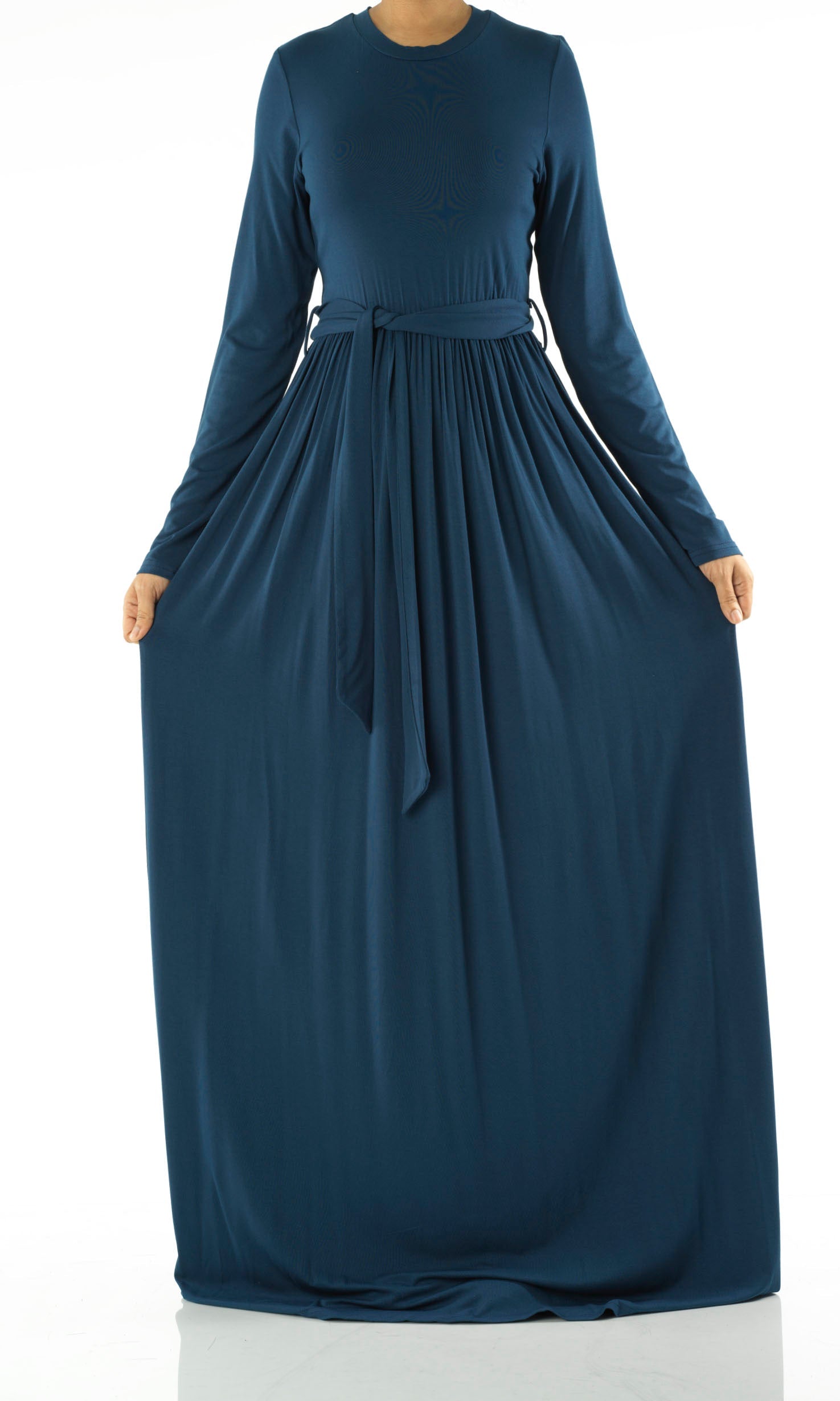 Teal Cotton Candy Jersey Maxi  Dress Kabayare