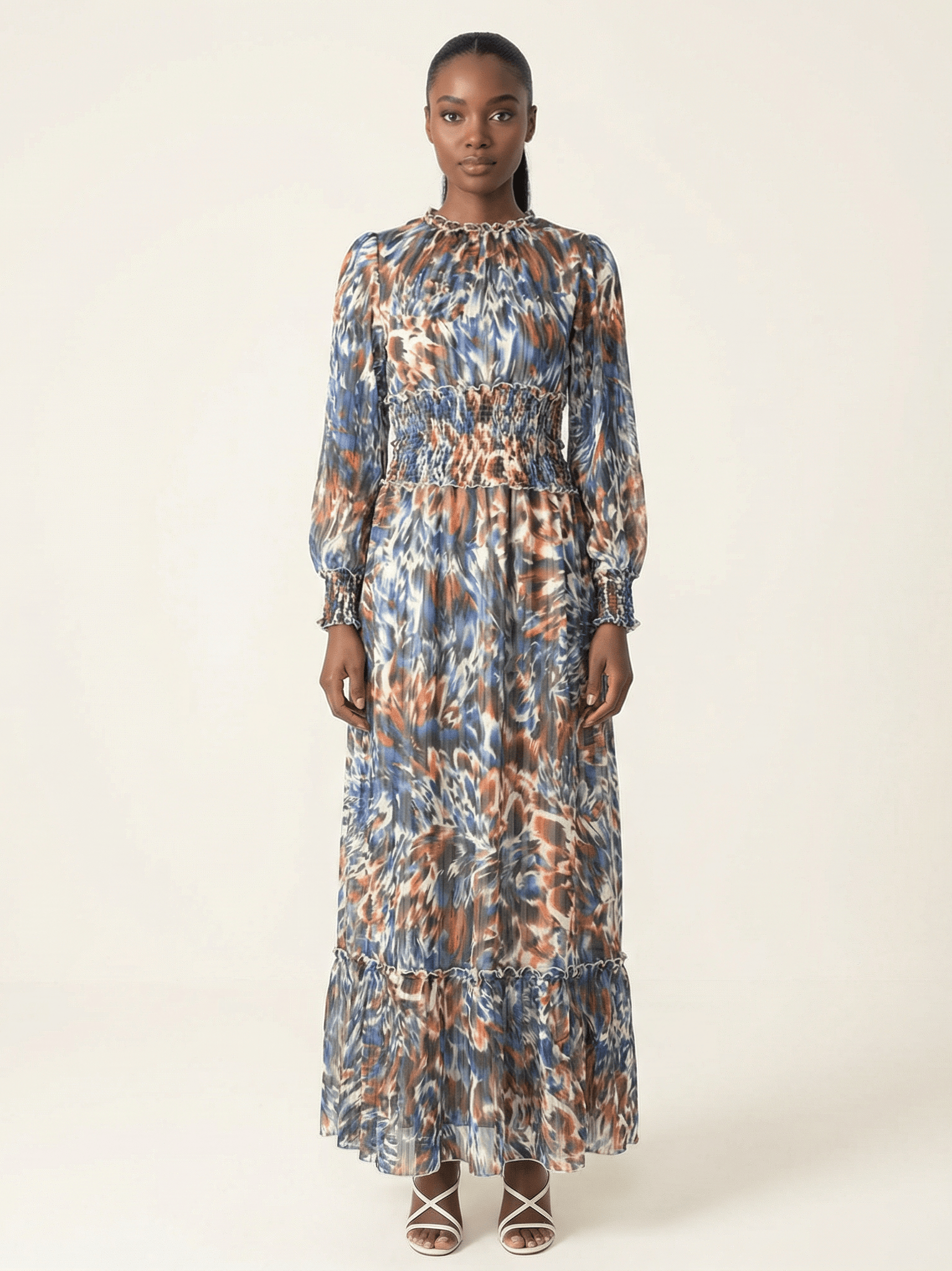 The Contour feathers chiffon maxi dress Kabayare
