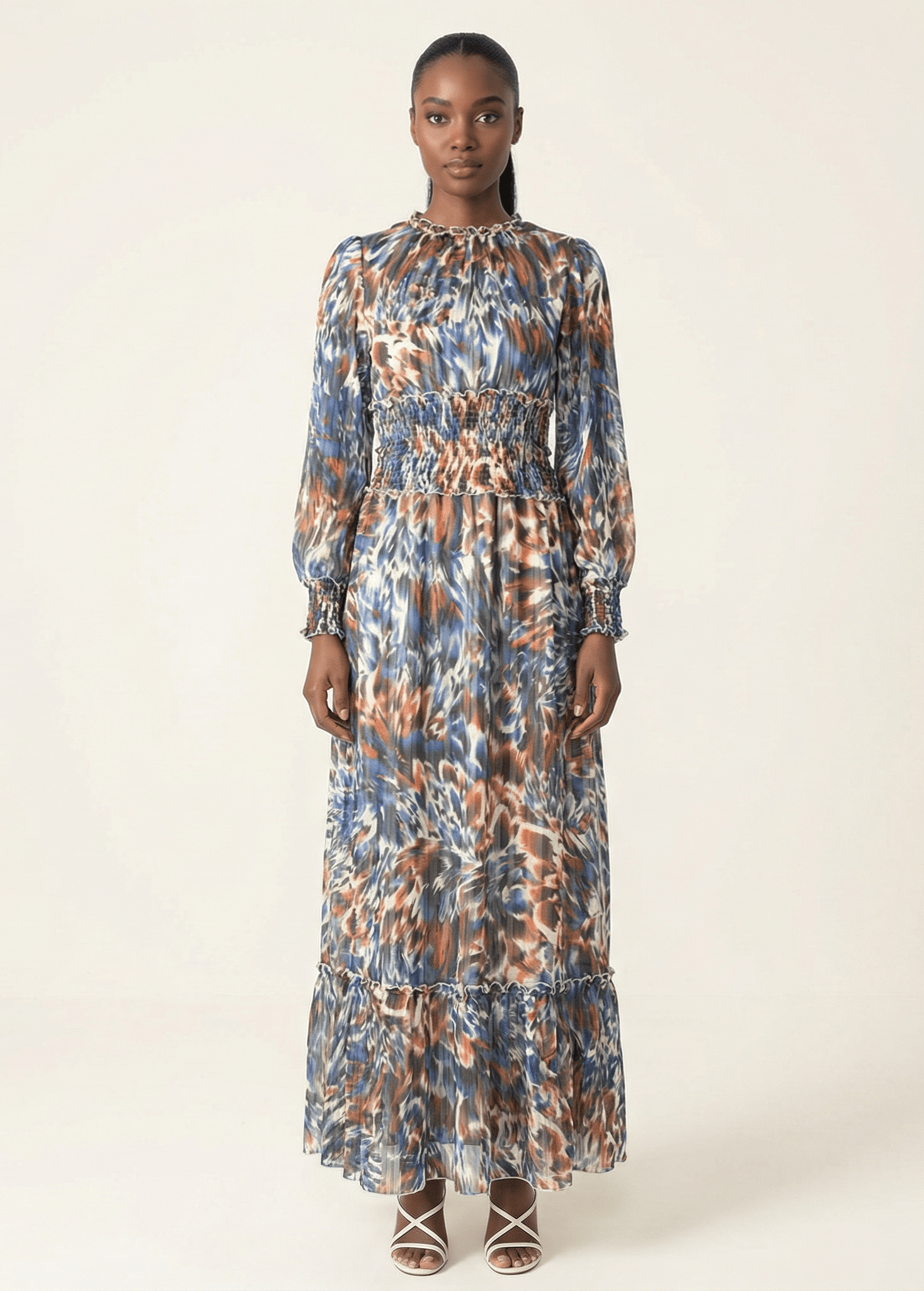 The Contour feathers chiffon maxi dress Kabayare