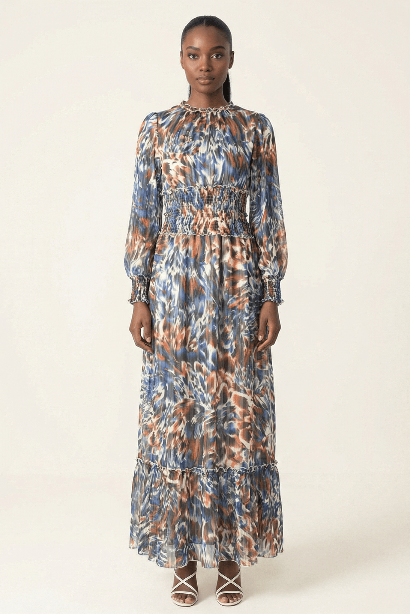 The Contour feathers chiffon maxi dress Kabayare