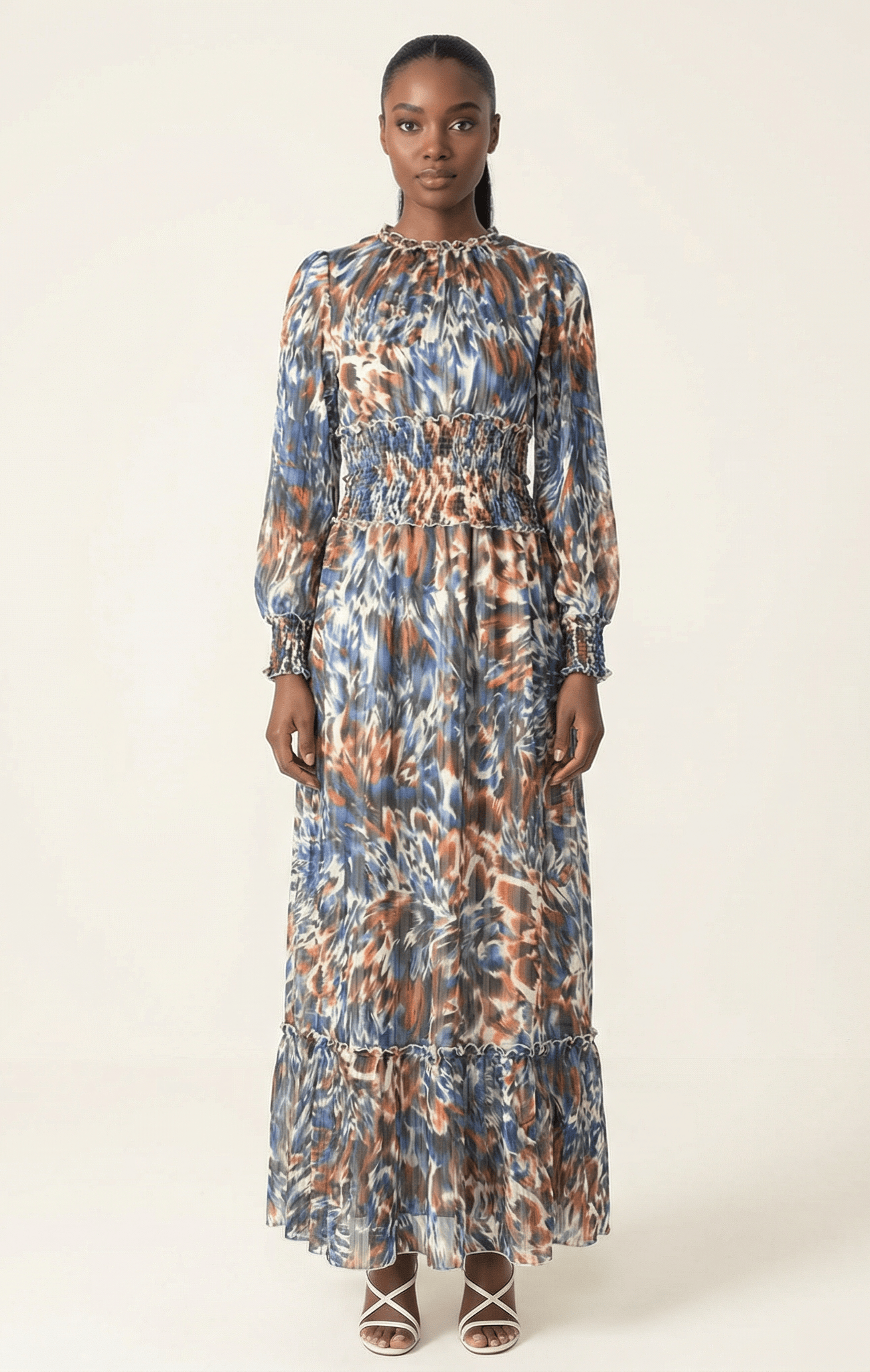 The Contour feathers chiffon maxi dress Kabayare