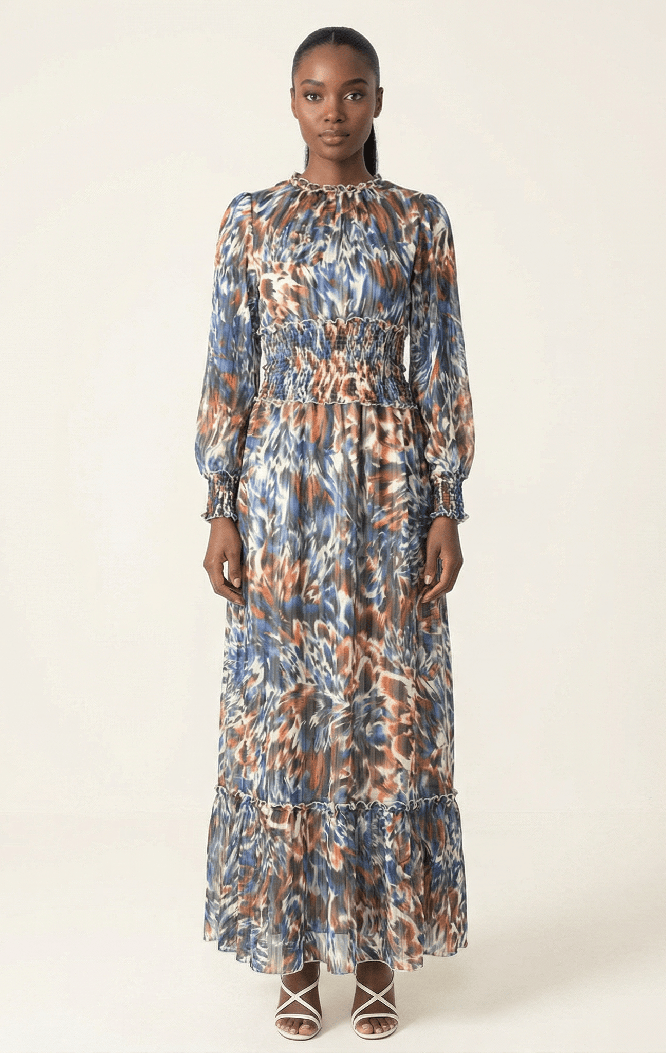 The Contour feathers chiffon maxi dress Kabayare