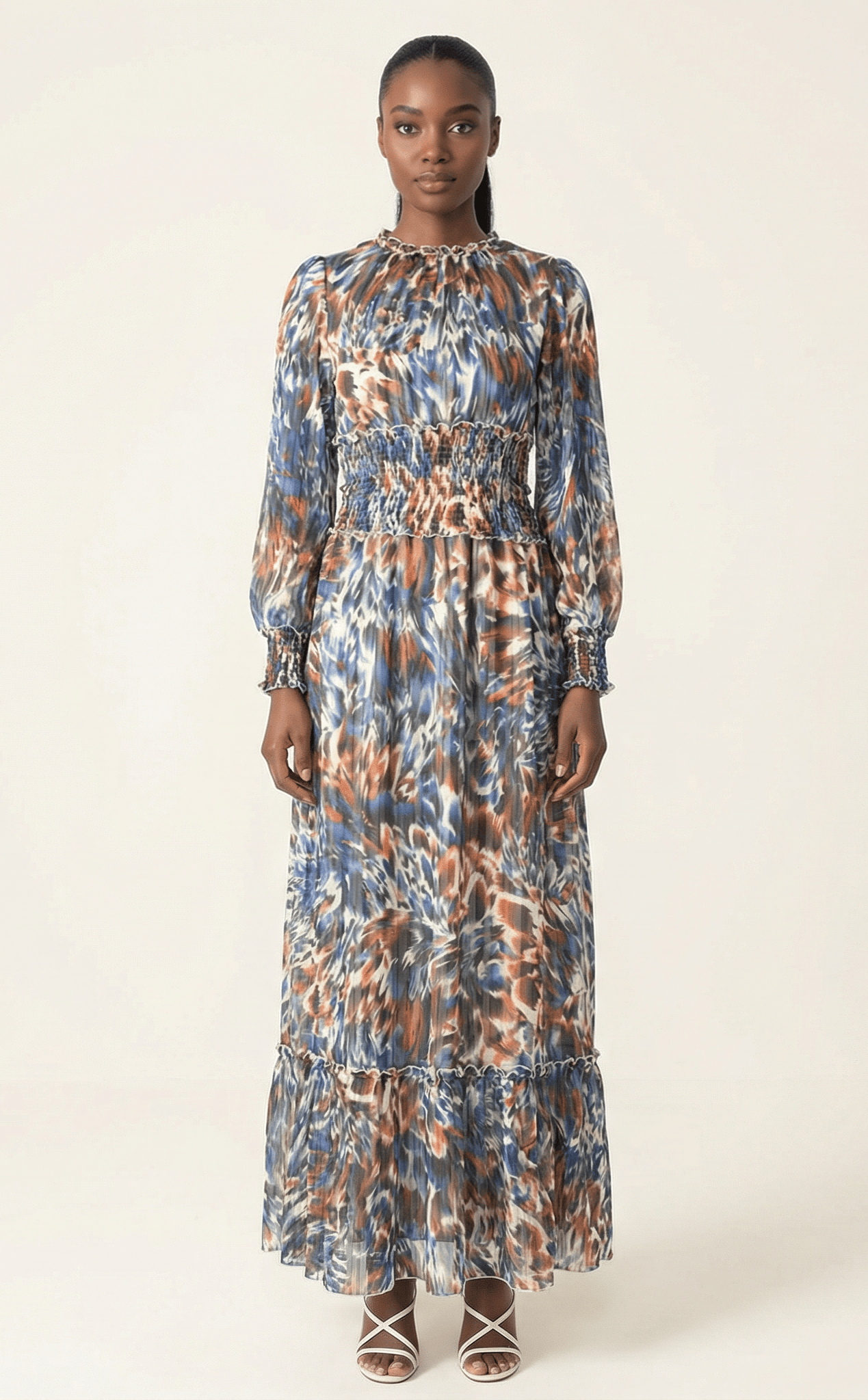 The Contour feathers chiffon maxi dress Kabayare