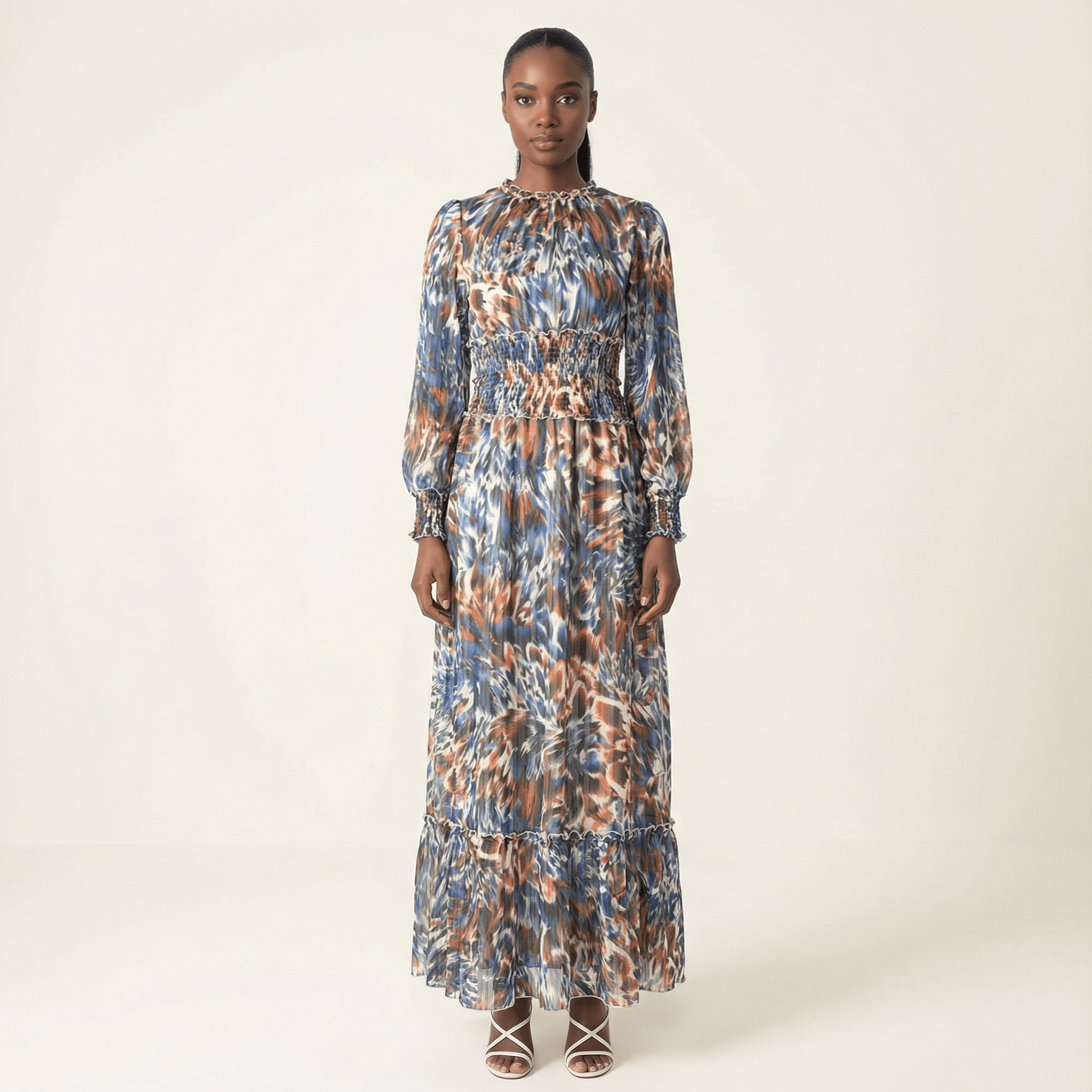 The Contour feathers chiffon maxi dress Kabayare