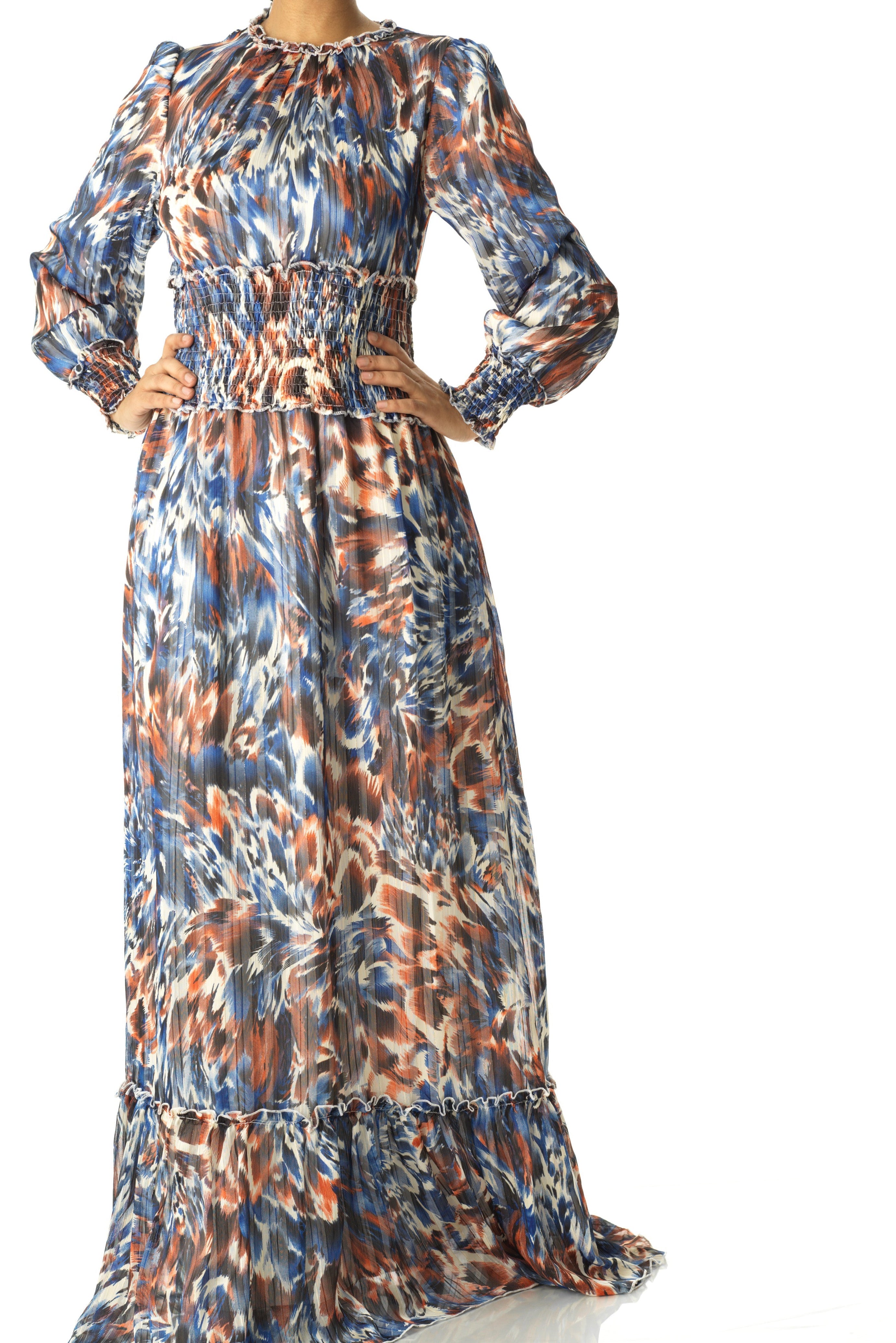 The Contour feathers chiffon maxi dress Kabayare