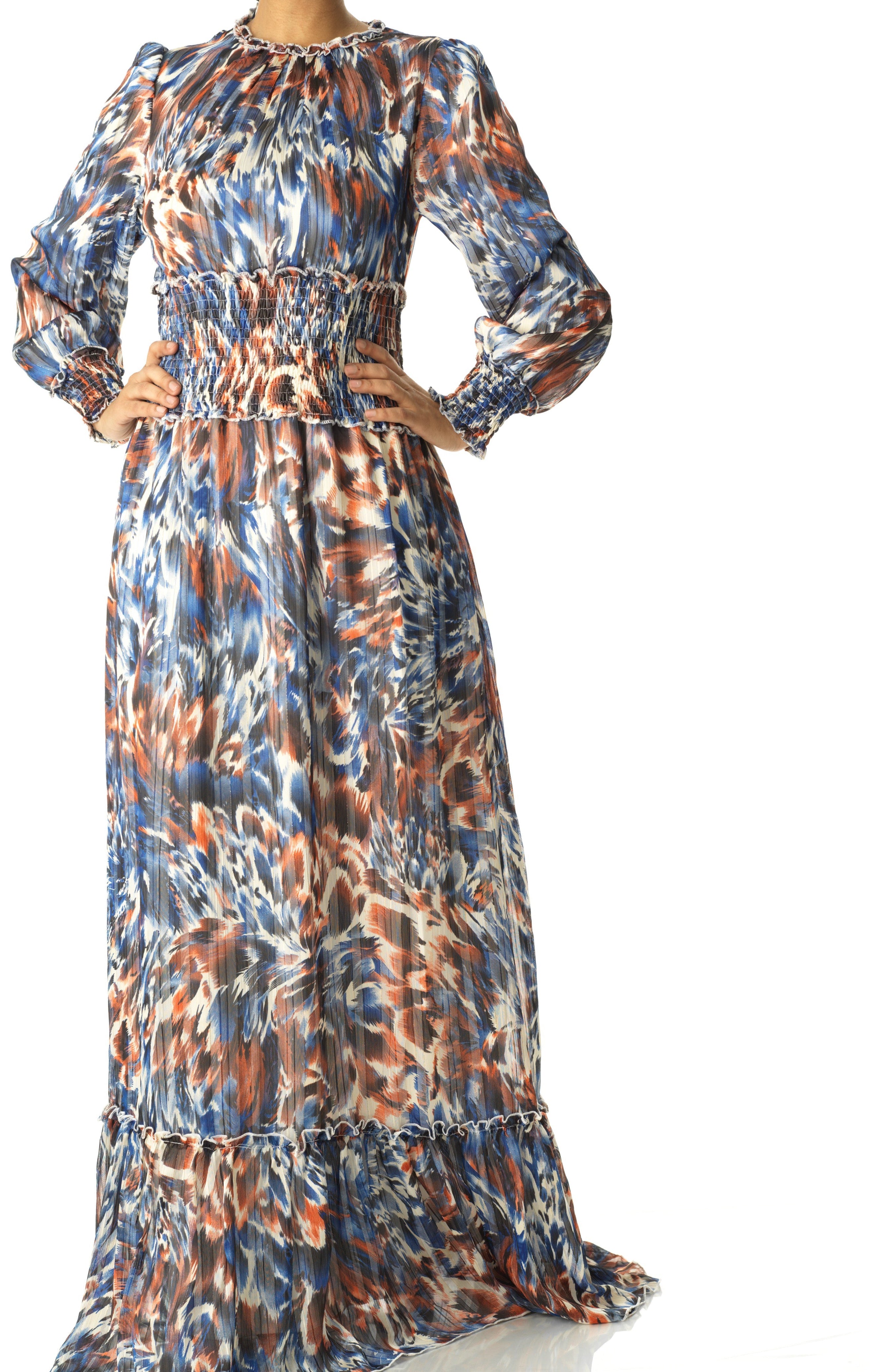 The Contour feathers chiffon maxi dress Kabayare