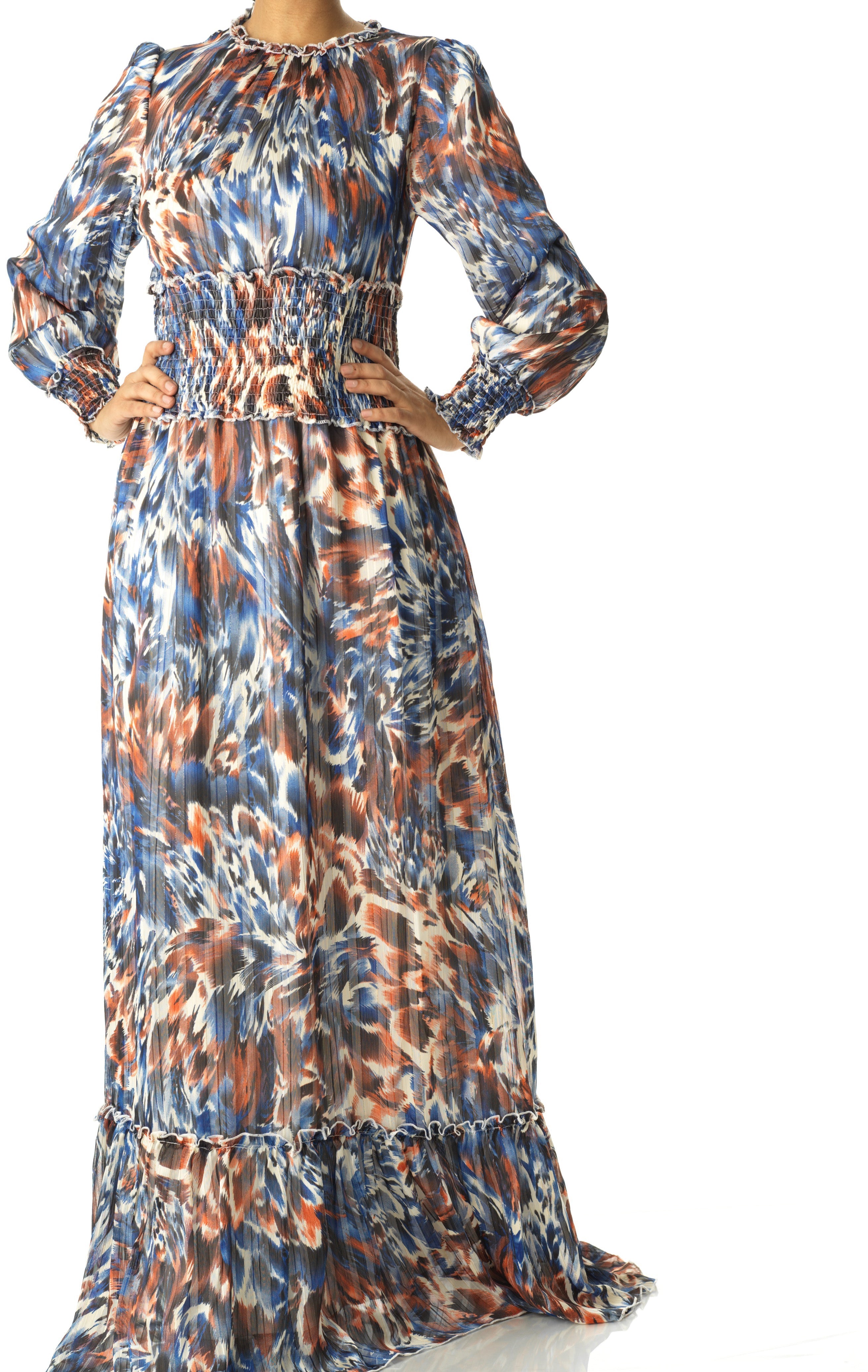 The Contour feathers chiffon maxi dress Kabayare