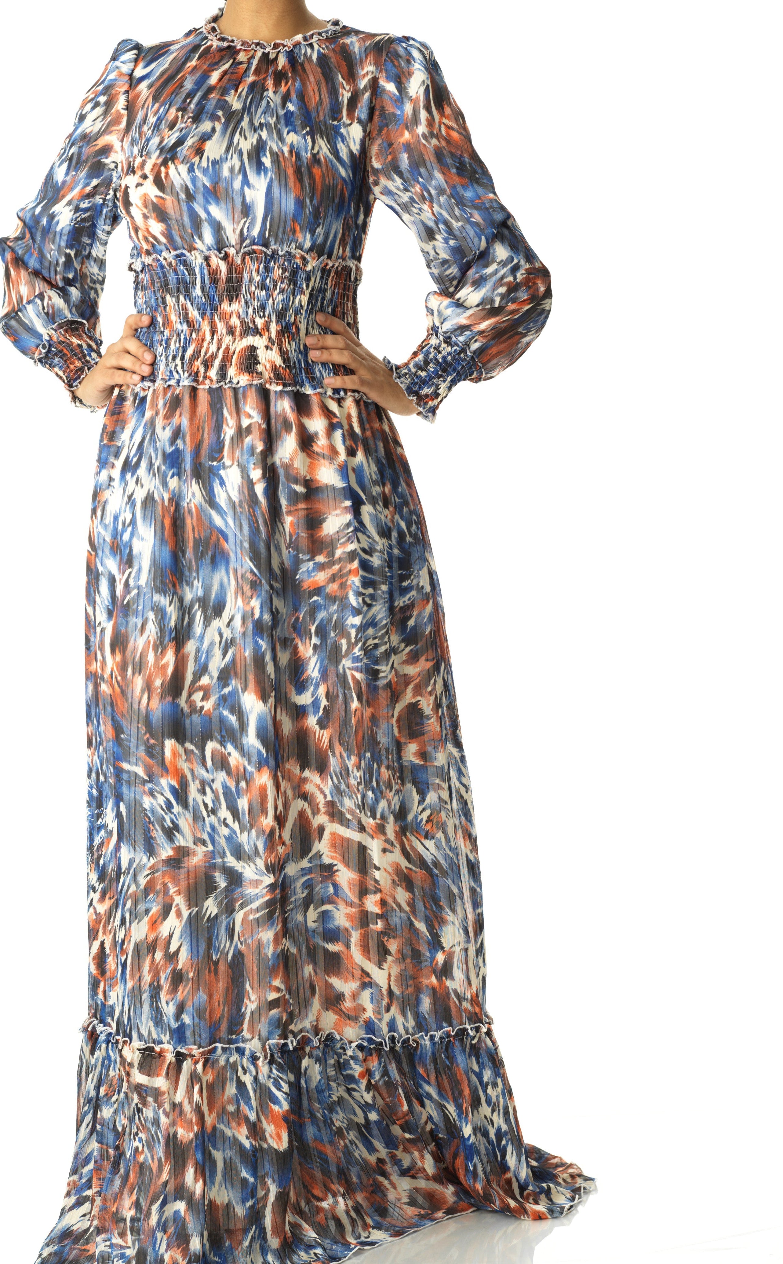 The Contour feathers chiffon maxi dress Kabayare