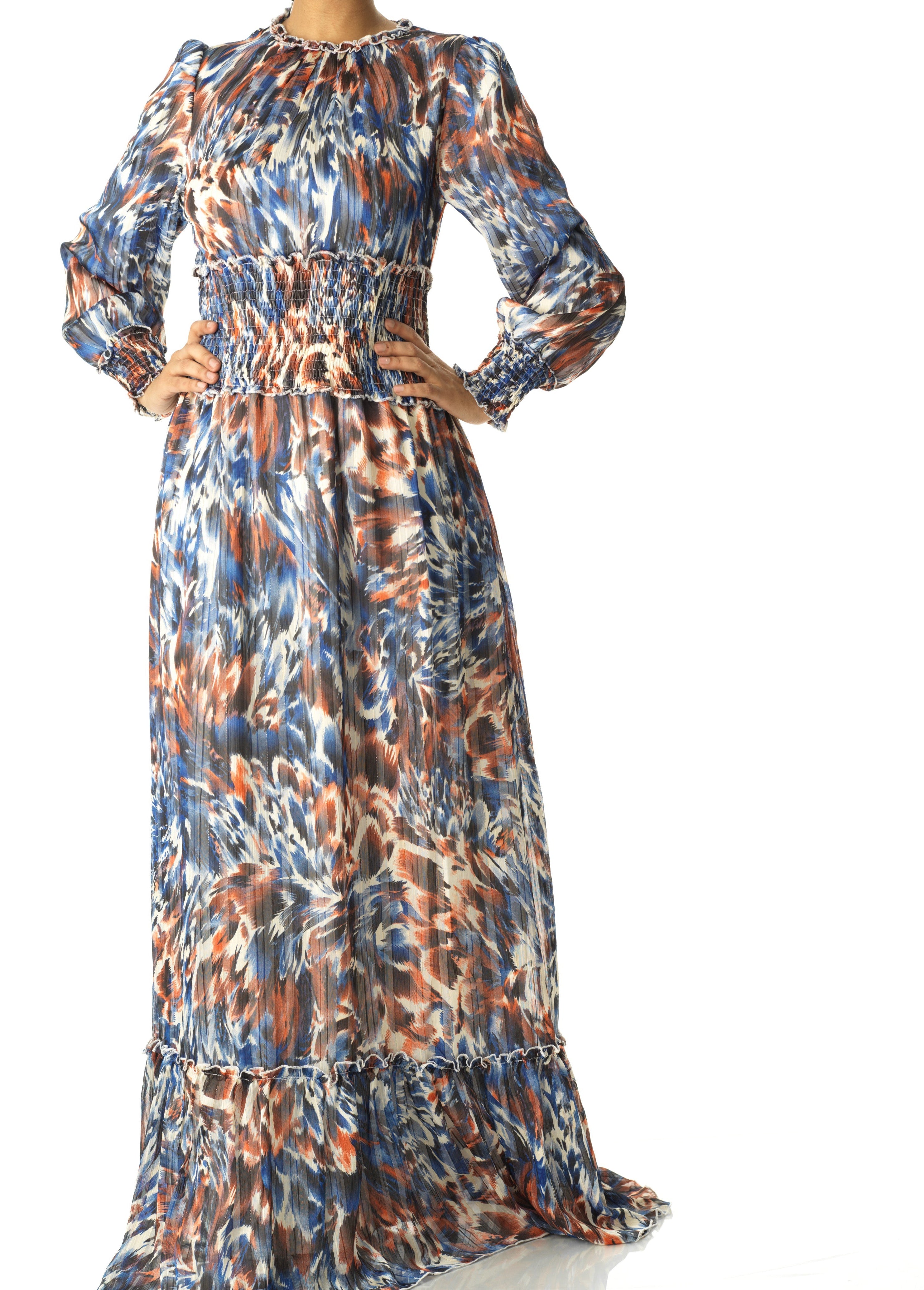 The Contour feathers chiffon maxi dress Kabayare