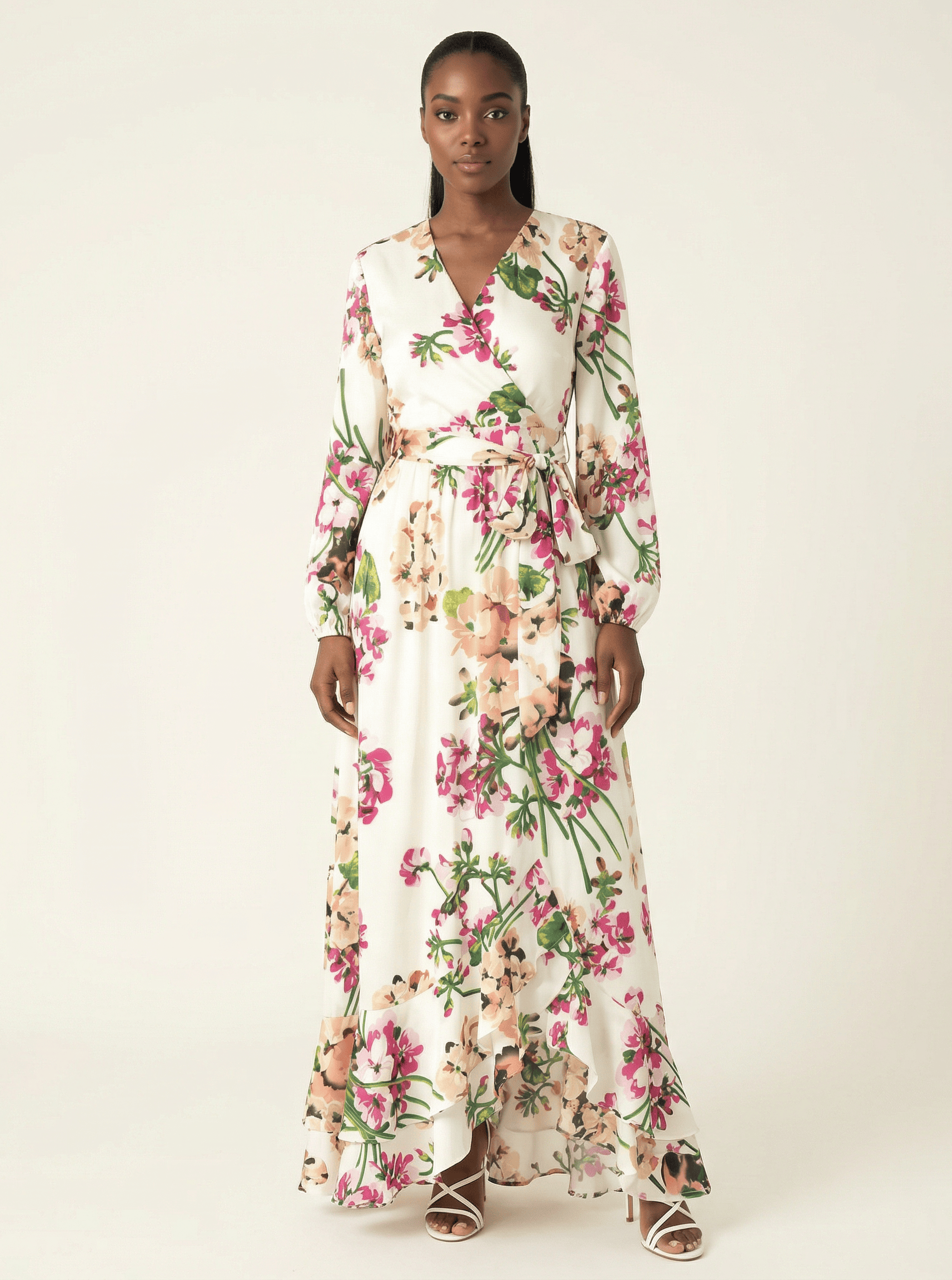 The Perfect mix of satin fabric and floral print Kabayare