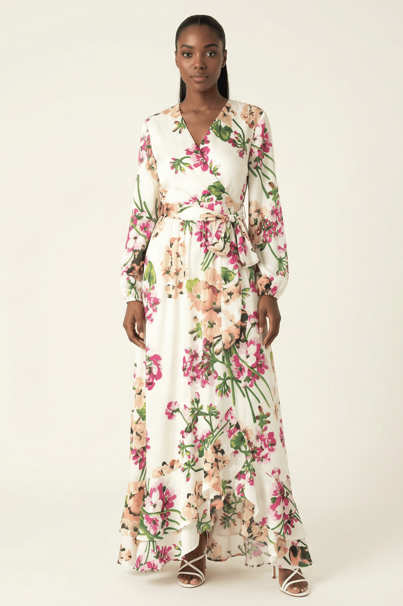 The Perfect mix of satin fabric and floral print Kabayare