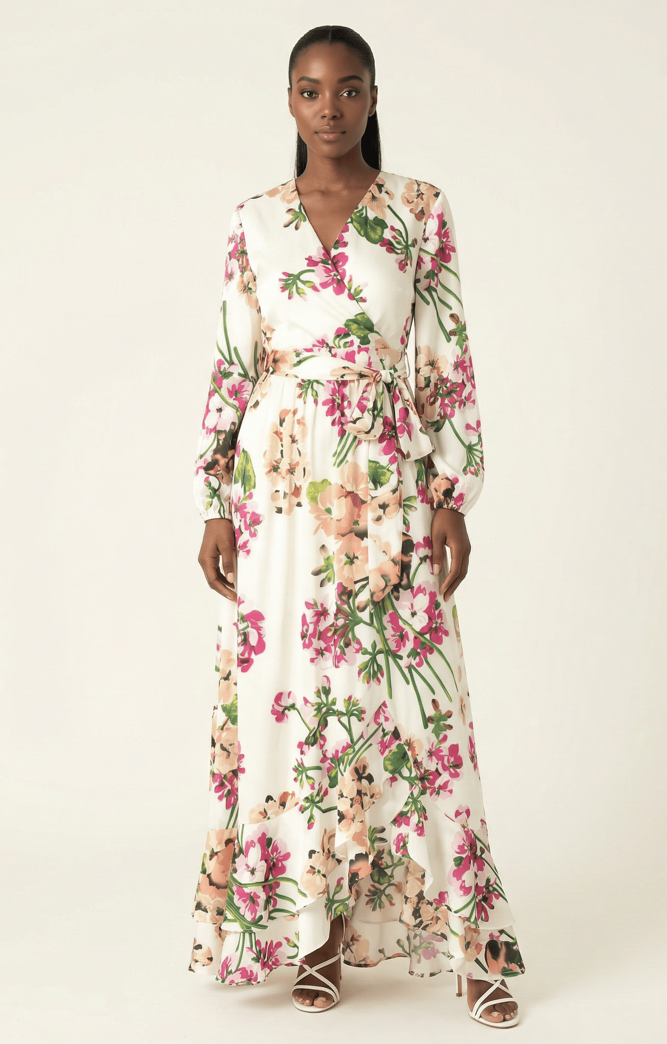 The Perfect mix of satin fabric and floral print Kabayare