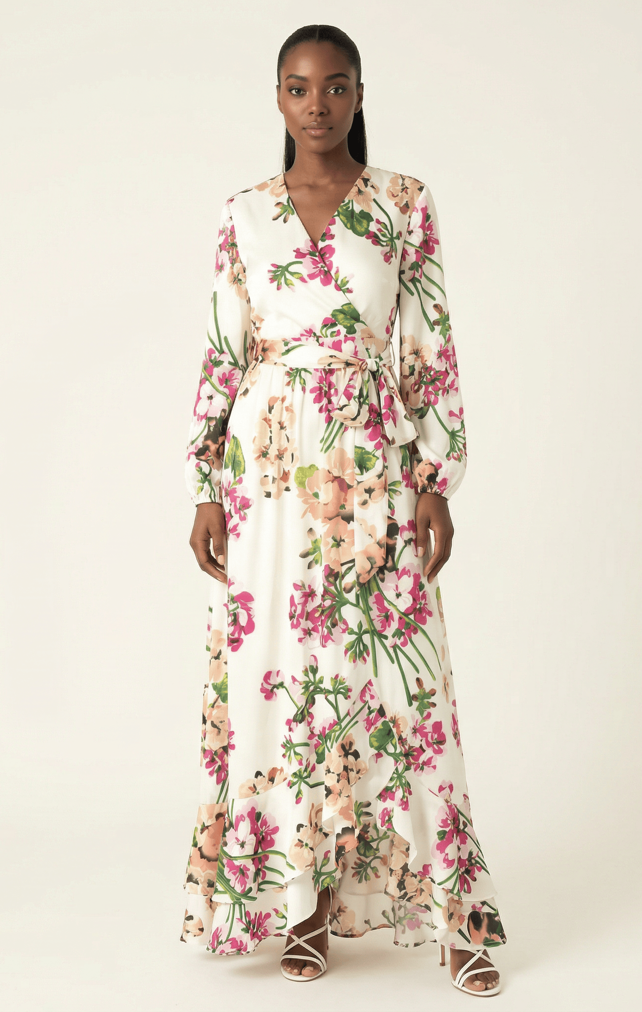 The Perfect mix of satin fabric and floral print Kabayare