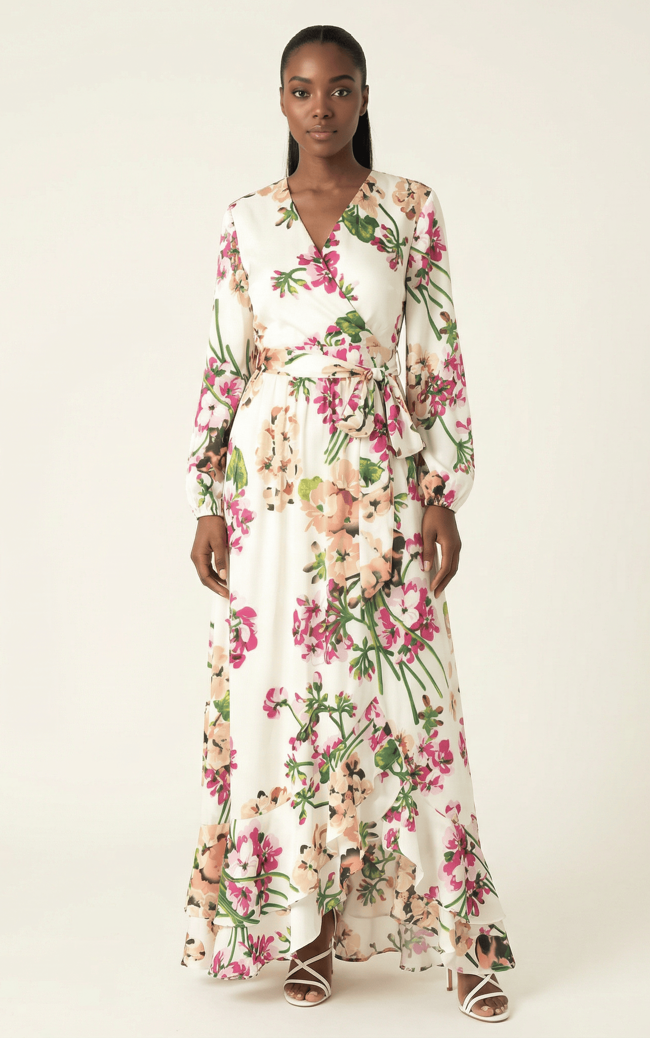 The Perfect mix of satin fabric and floral print Kabayare