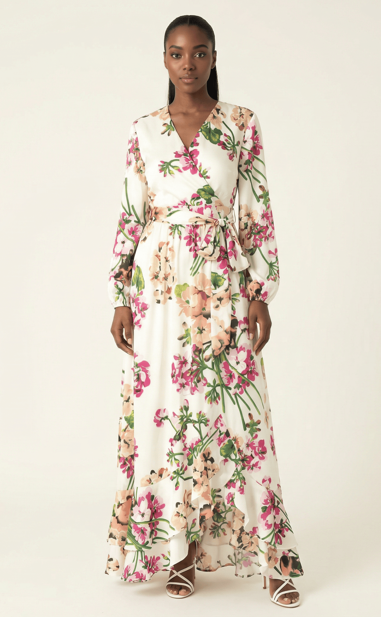 The Perfect mix of satin fabric and floral print Kabayare