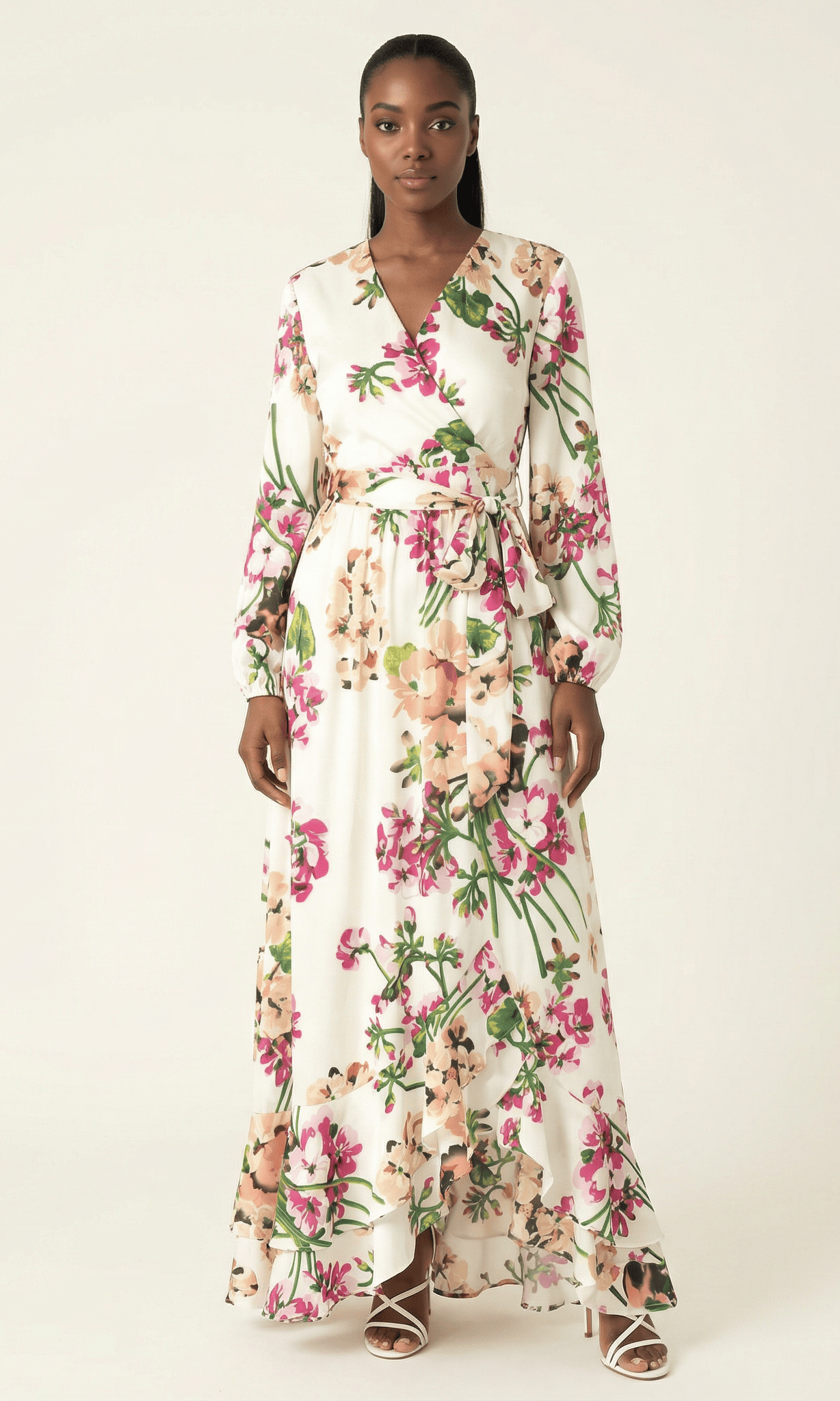 The Perfect mix of satin fabric and floral print Kabayare