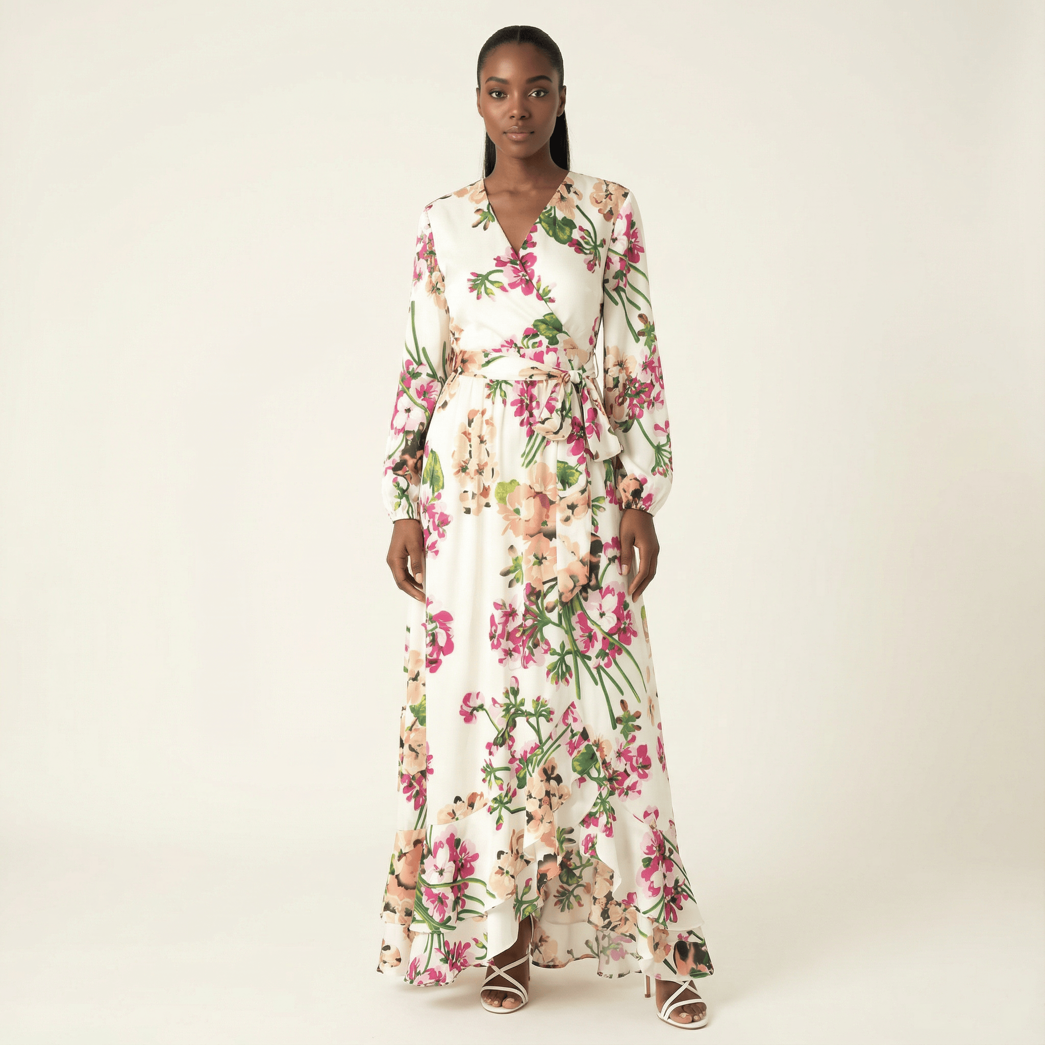 The Perfect mix of satin fabric and floral print Kabayare