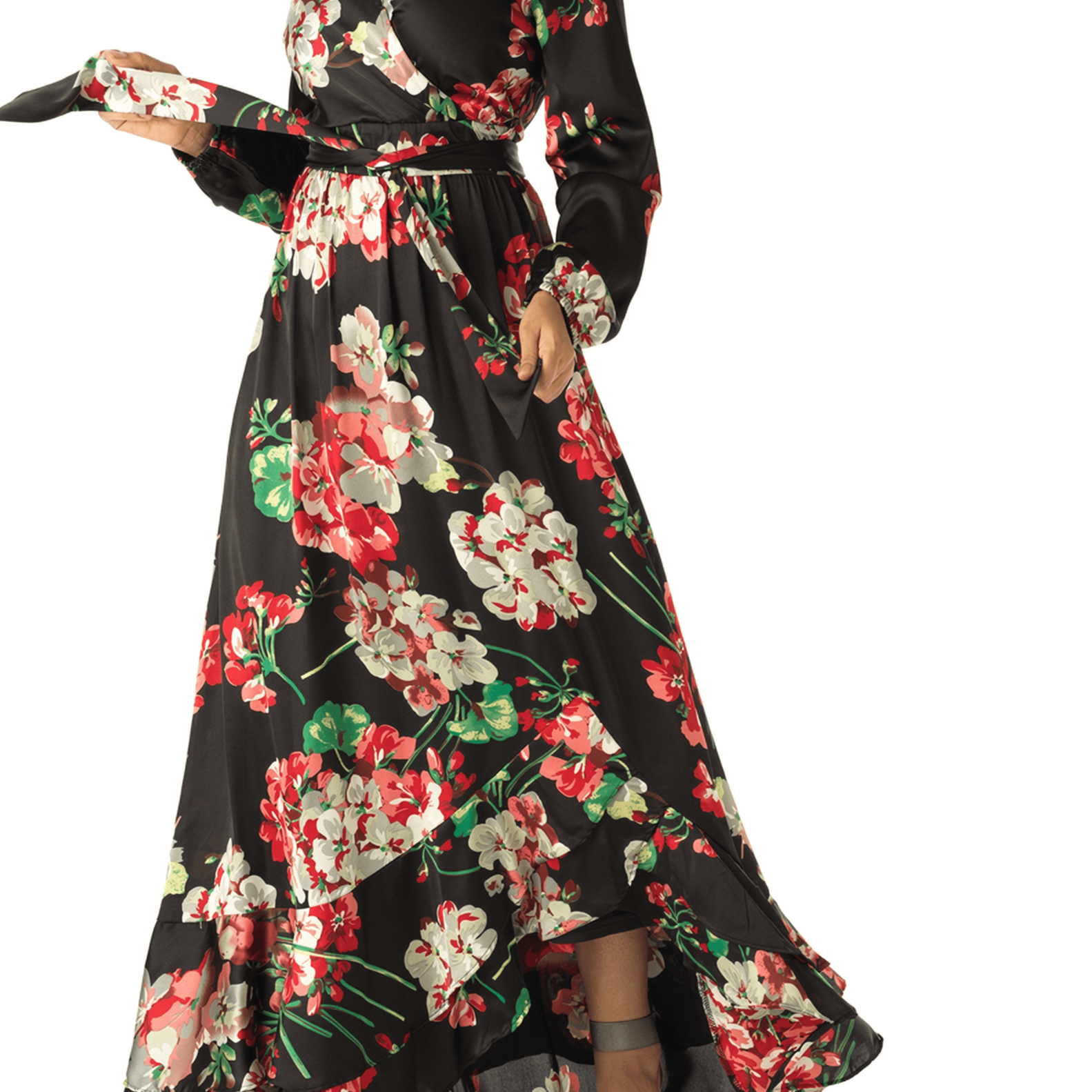 The Perfect mix of satin fabric and floral print Kabayare