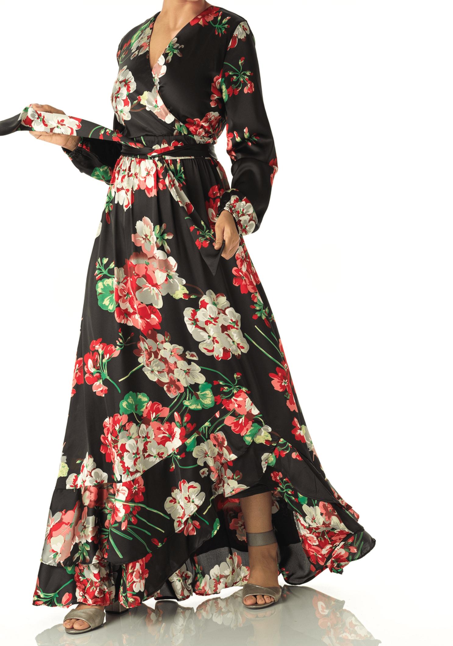 The Perfect mix of satin fabric and floral print Kabayare