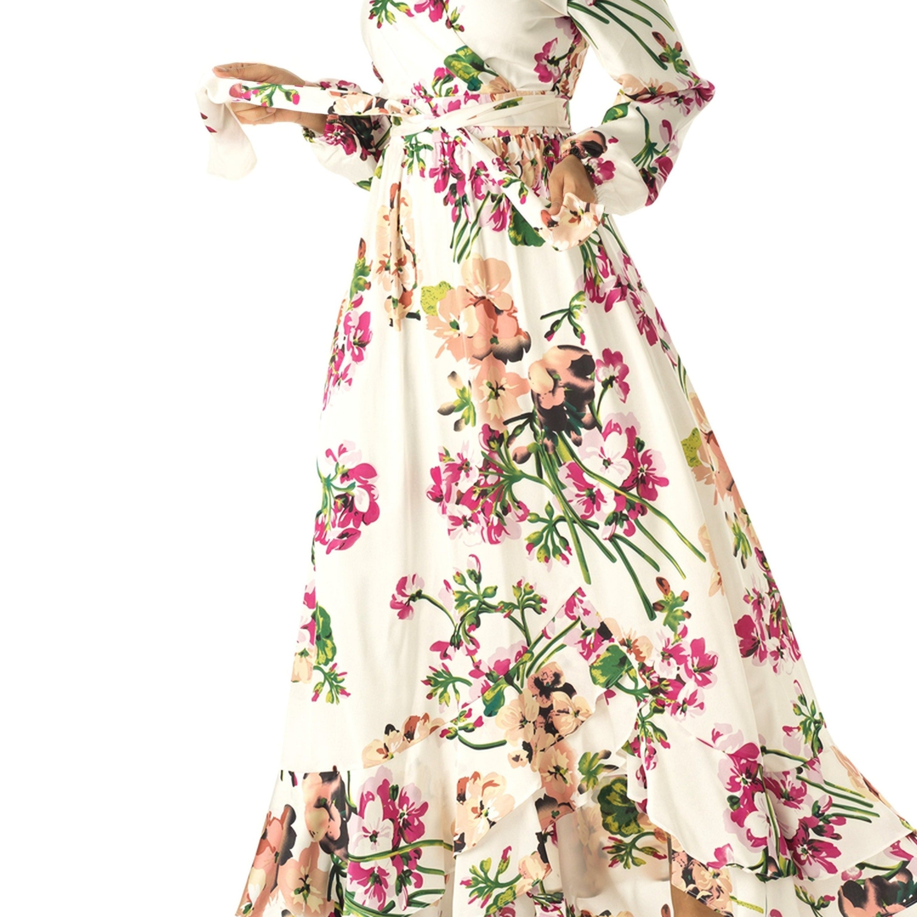 The Perfect mix of satin fabric and floral print Kabayare