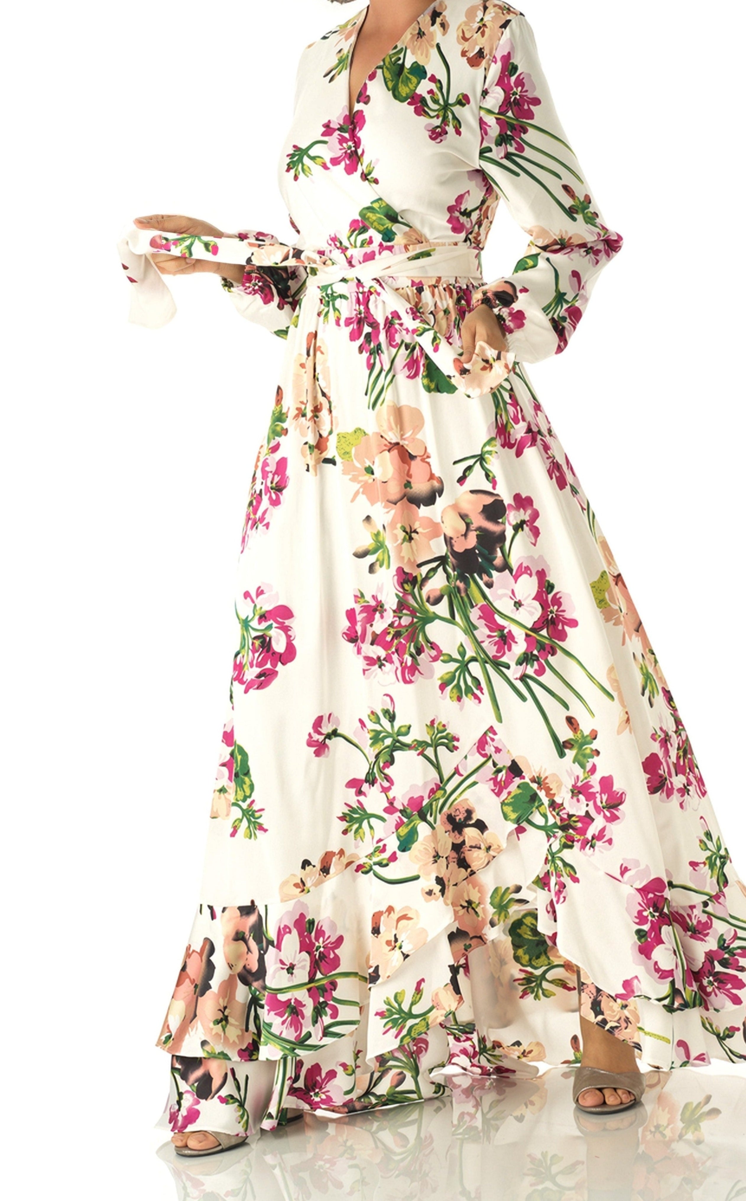 The Perfect mix of satin fabric and floral print Kabayare