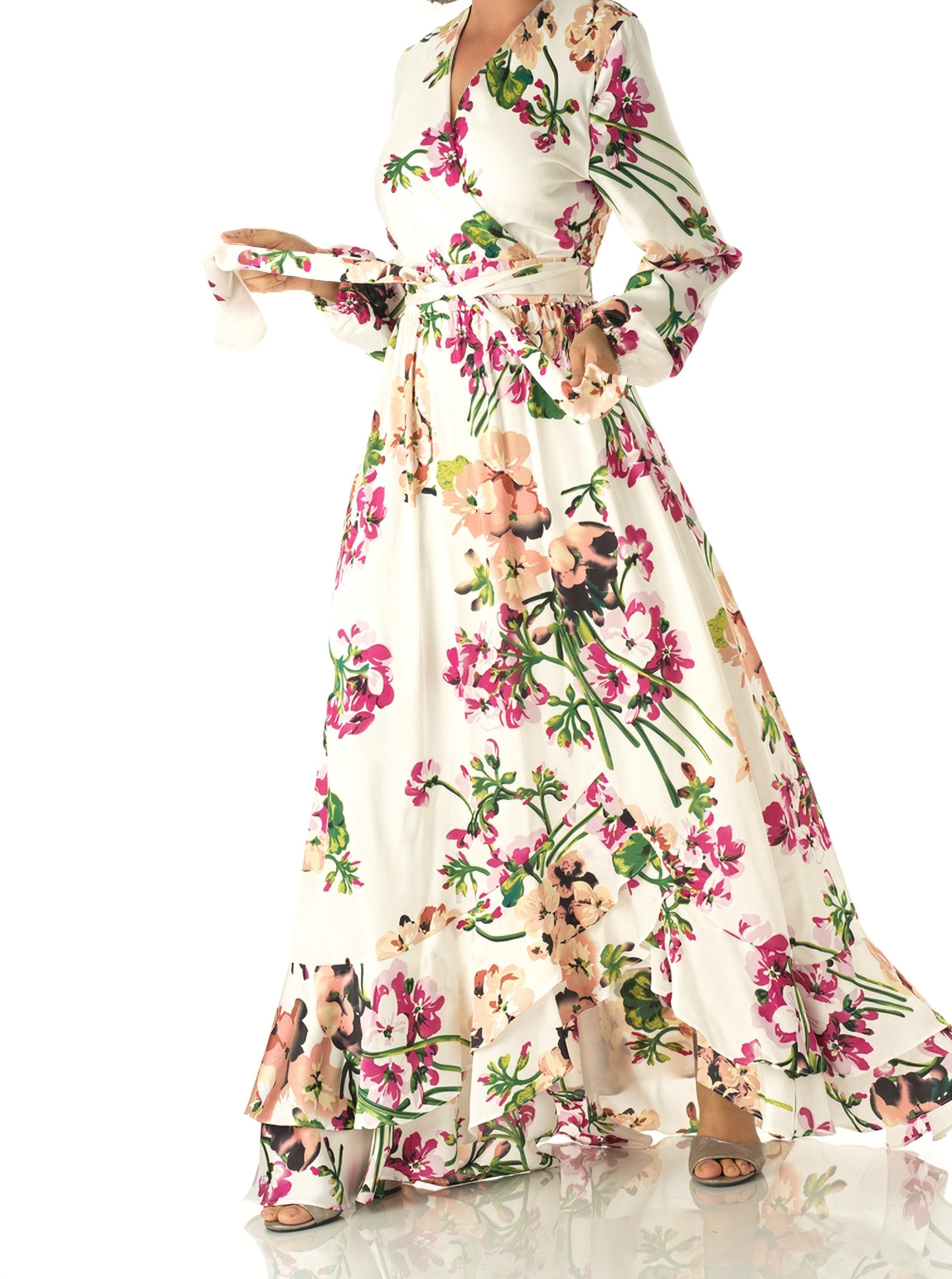 The Perfect mix of satin fabric and floral print Kabayare