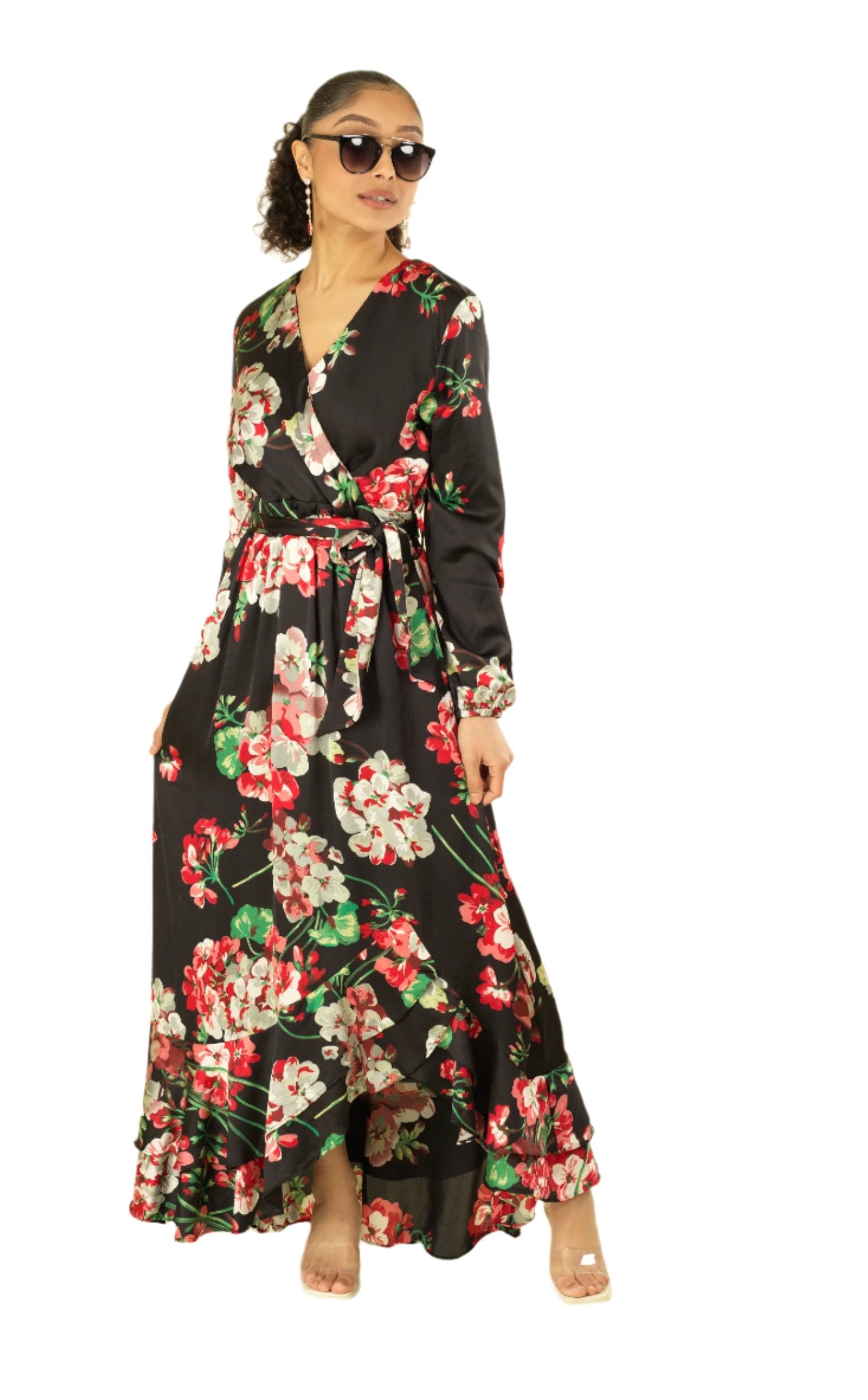 The Perfect mix of satin fabric and floral print Kabayare