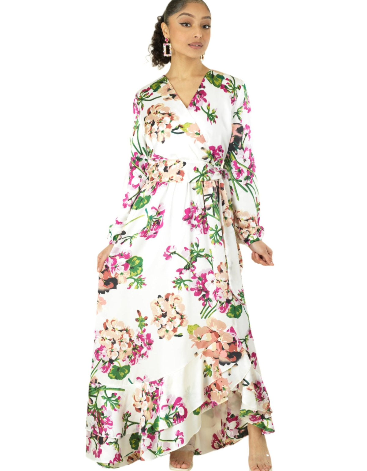 The Perfect mix of satin fabric and floral print Kabayare
