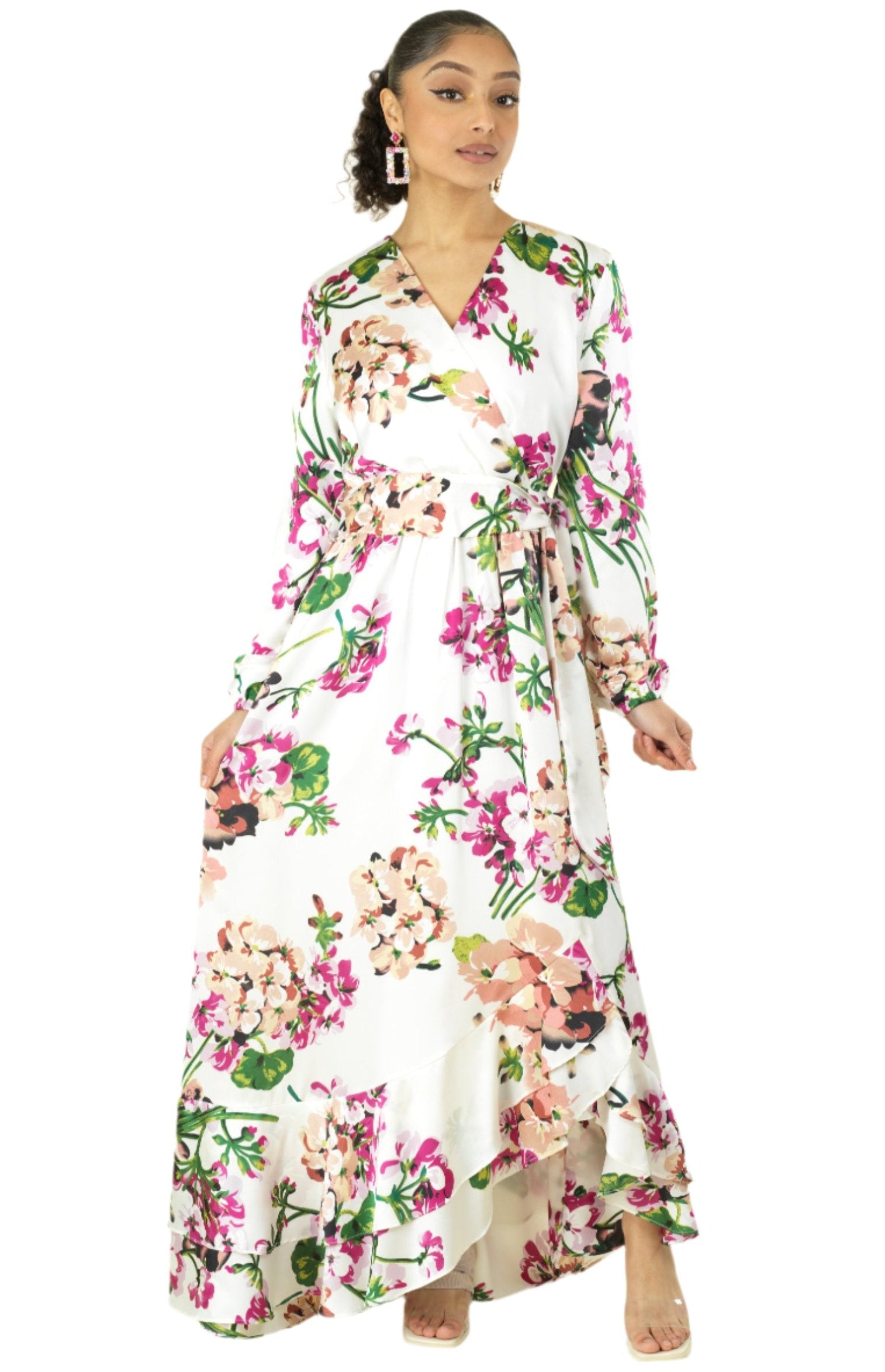 The Perfect mix of satin fabric and floral print Kabayare