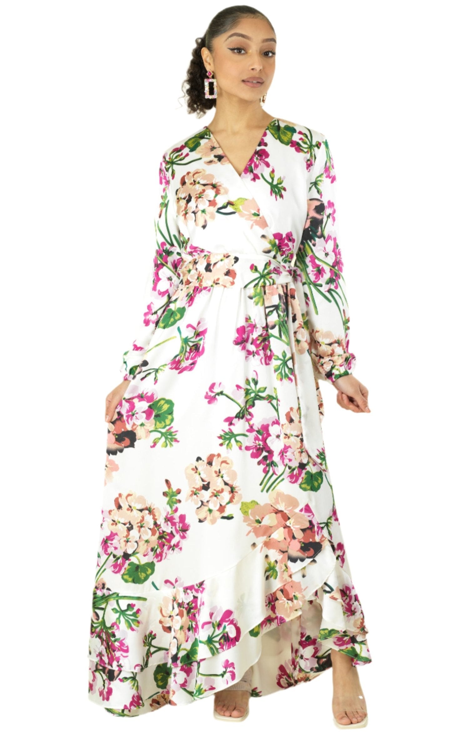 The Perfect mix of satin fabric and floral print Kabayare