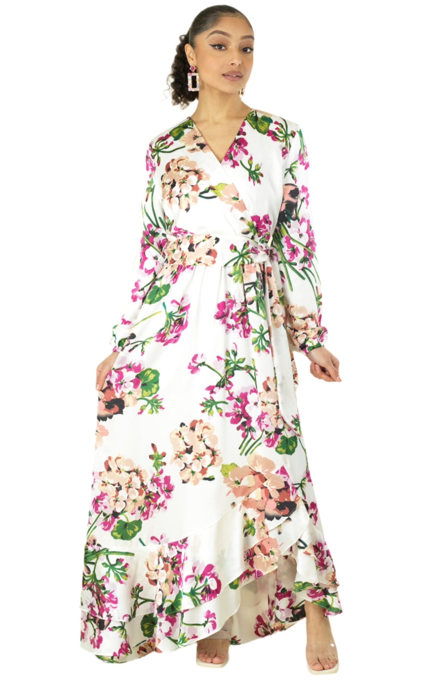 The Perfect mix of satin fabric and floral print Kabayare