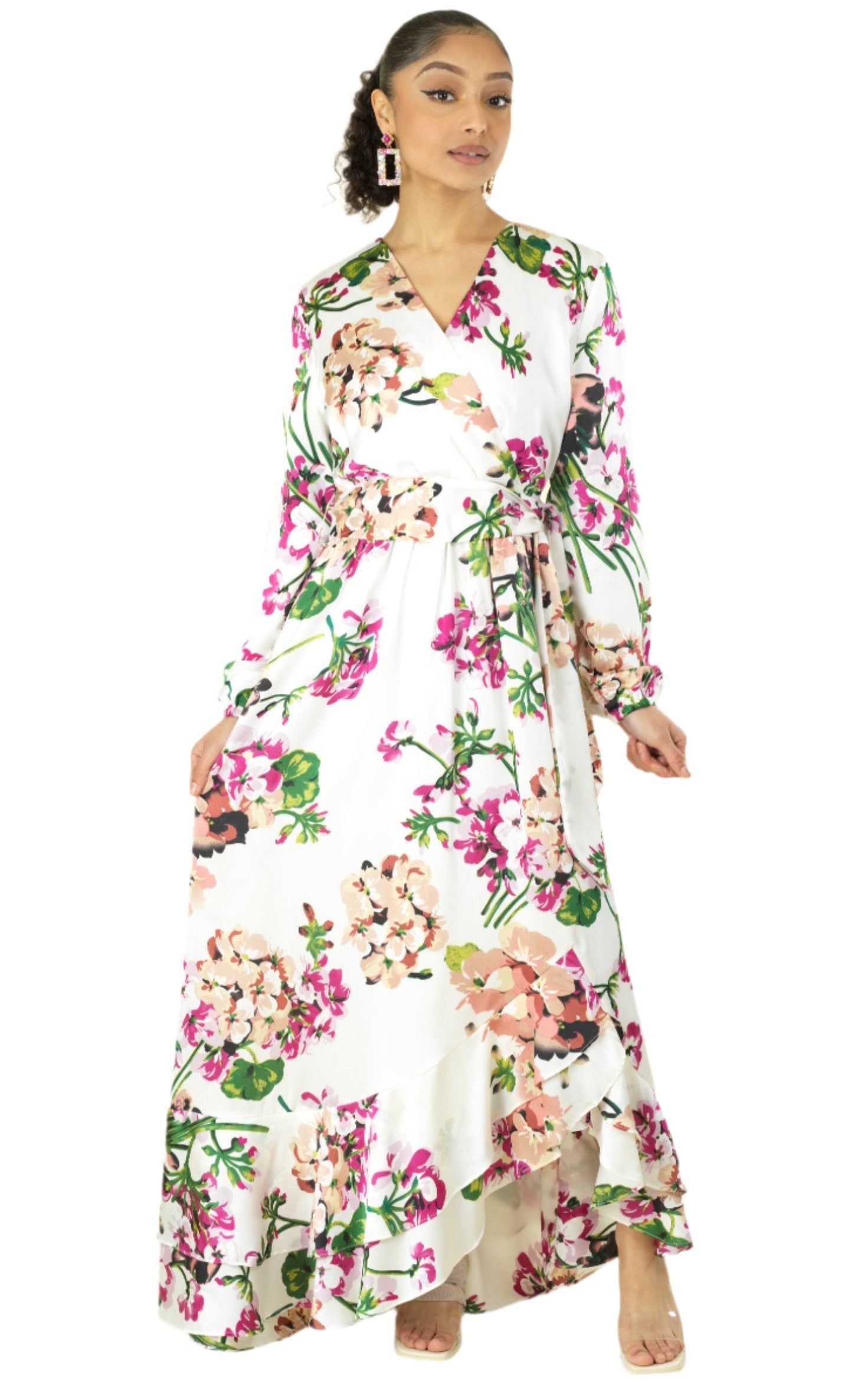The Perfect mix of satin fabric and floral print Kabayare