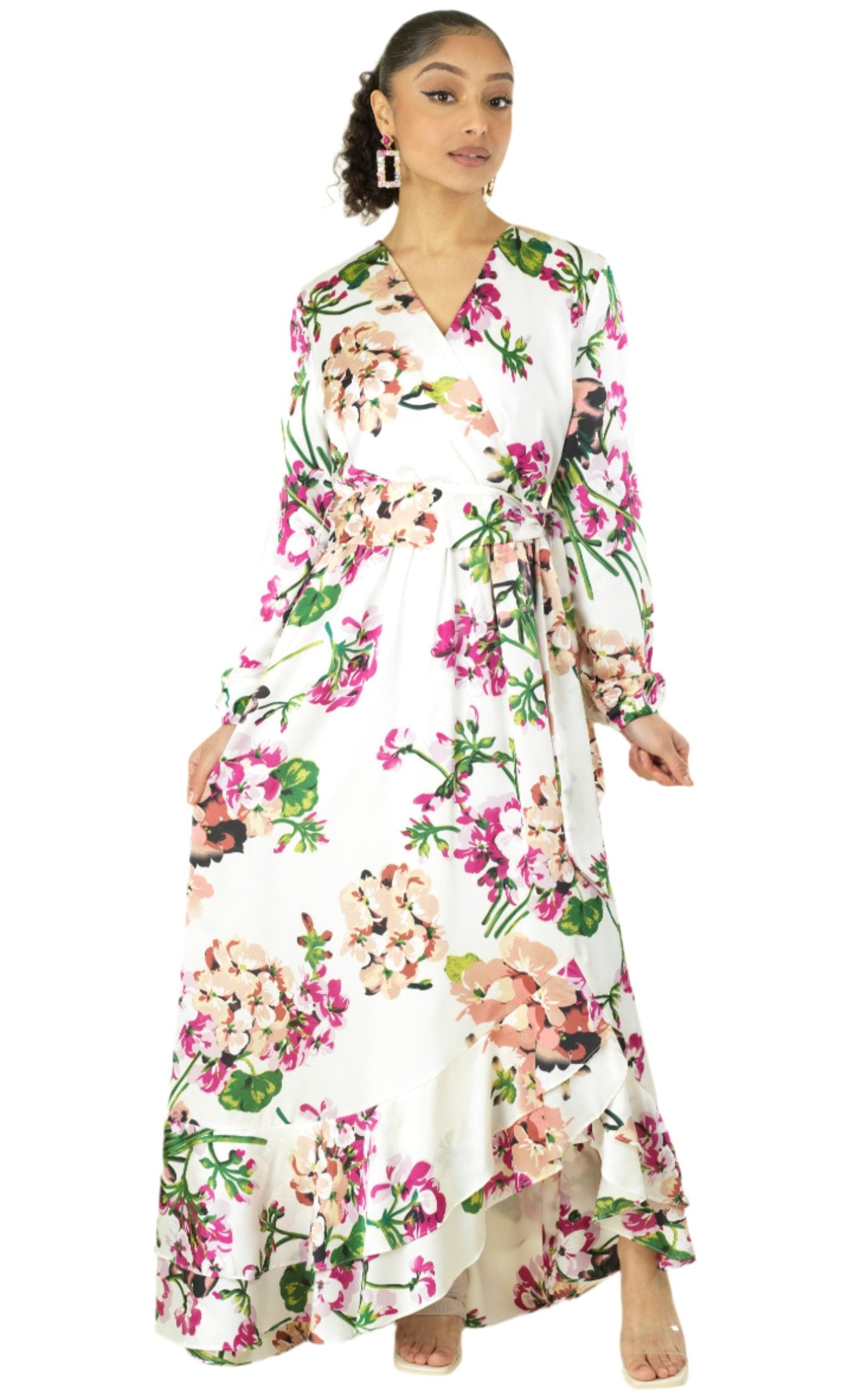 The Perfect mix of satin fabric and floral print Kabayare