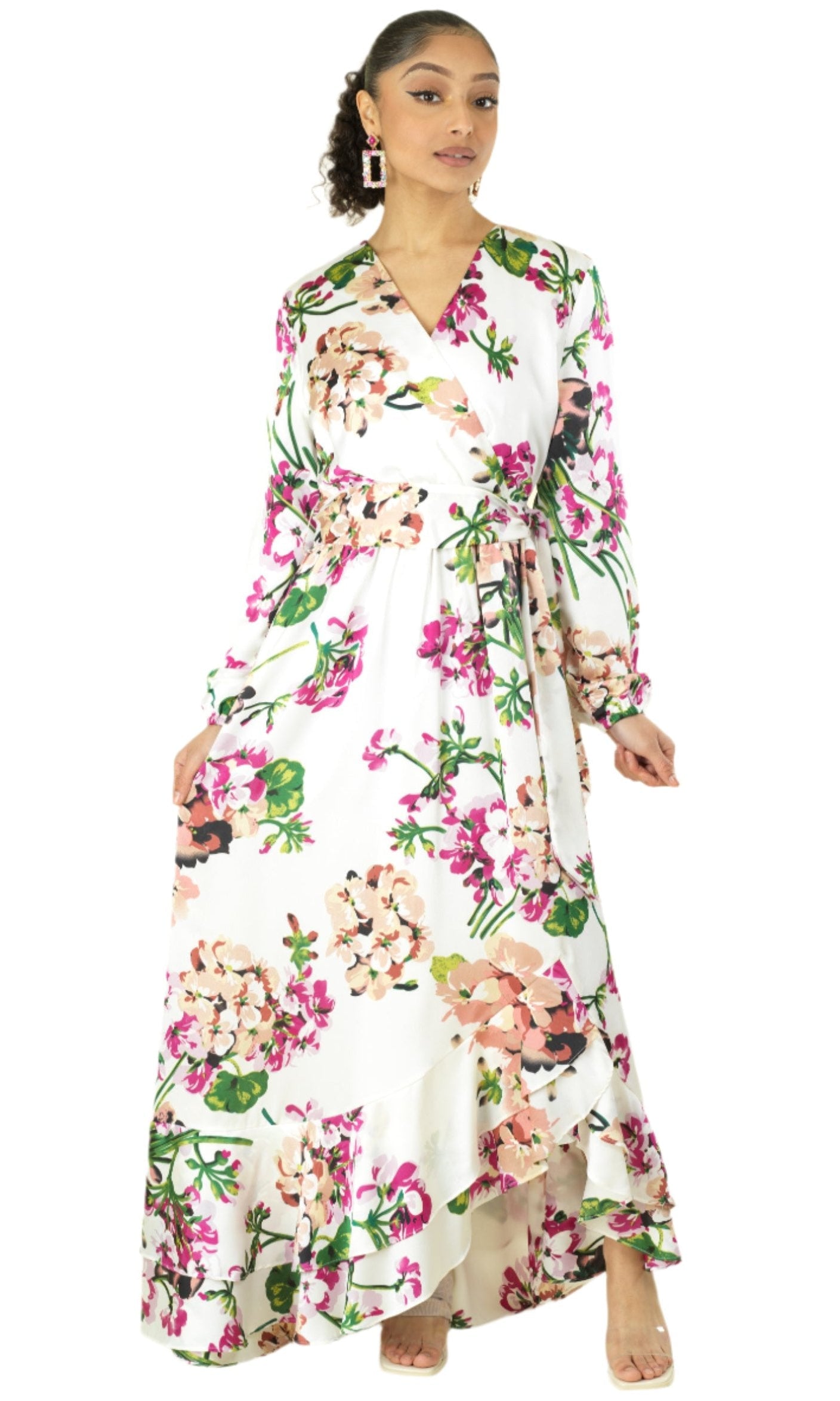 The Perfect mix of satin fabric and floral print Kabayare