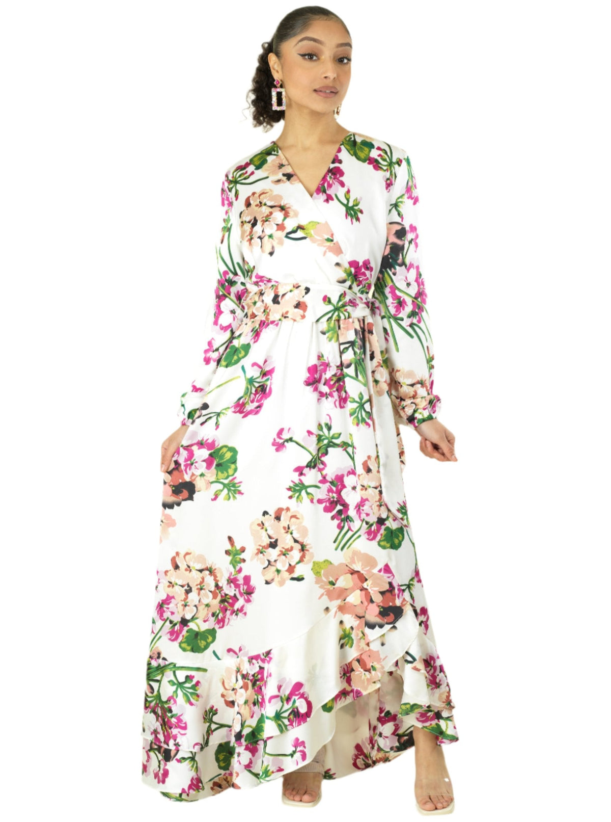 The Perfect mix of satin fabric and floral print Kabayare