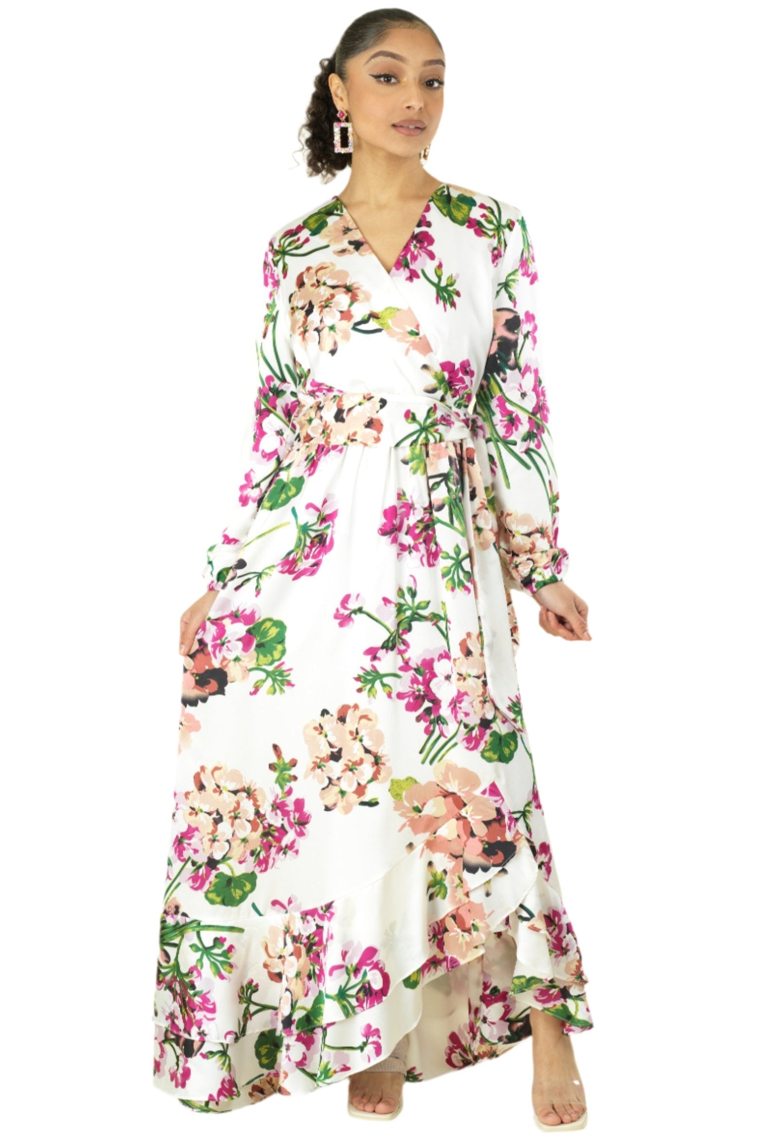The Perfect mix of satin fabric and floral print Kabayare
