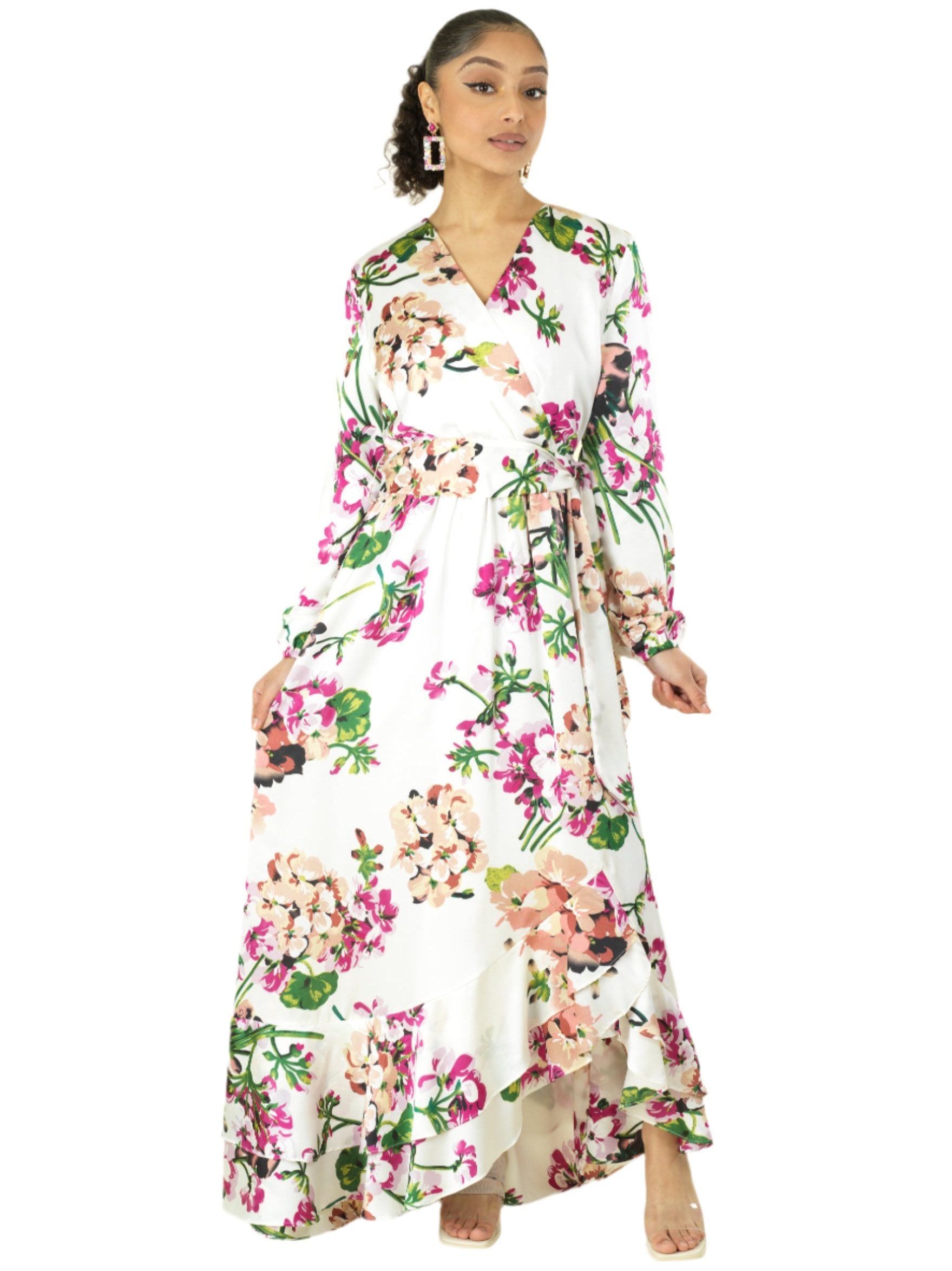 The Perfect mix of satin fabric and floral print Kabayare