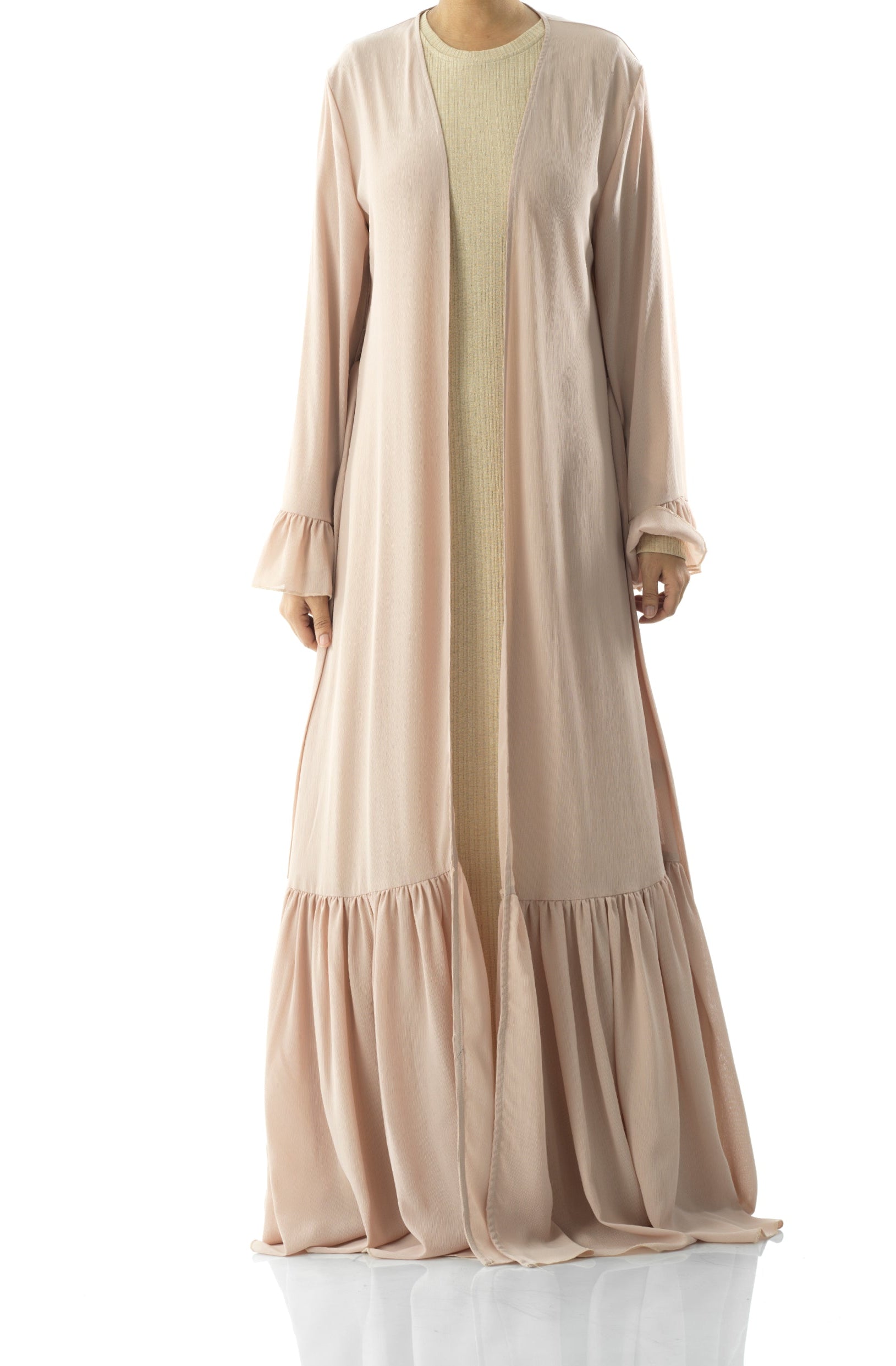 Tiered ruffle chiffon maxi cardigan Kabayare