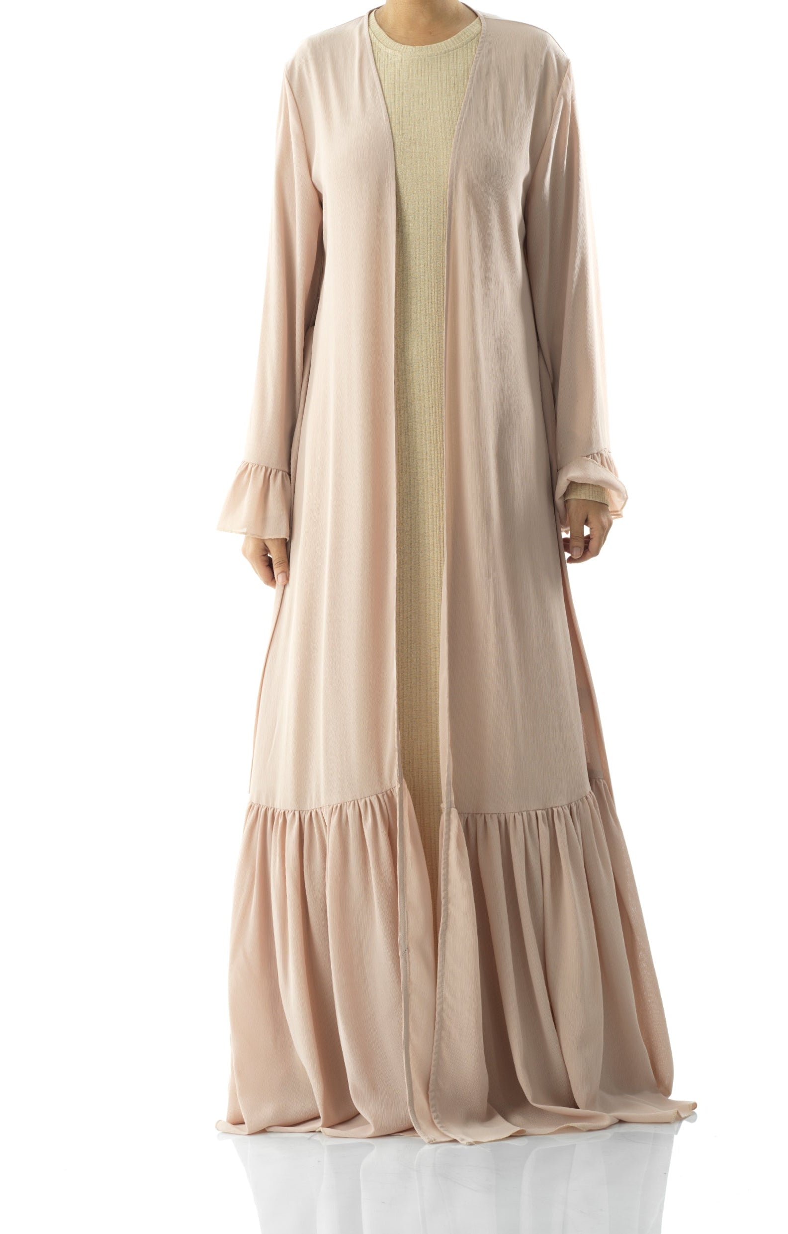 Tiered ruffle chiffon maxi cardigan Kabayare