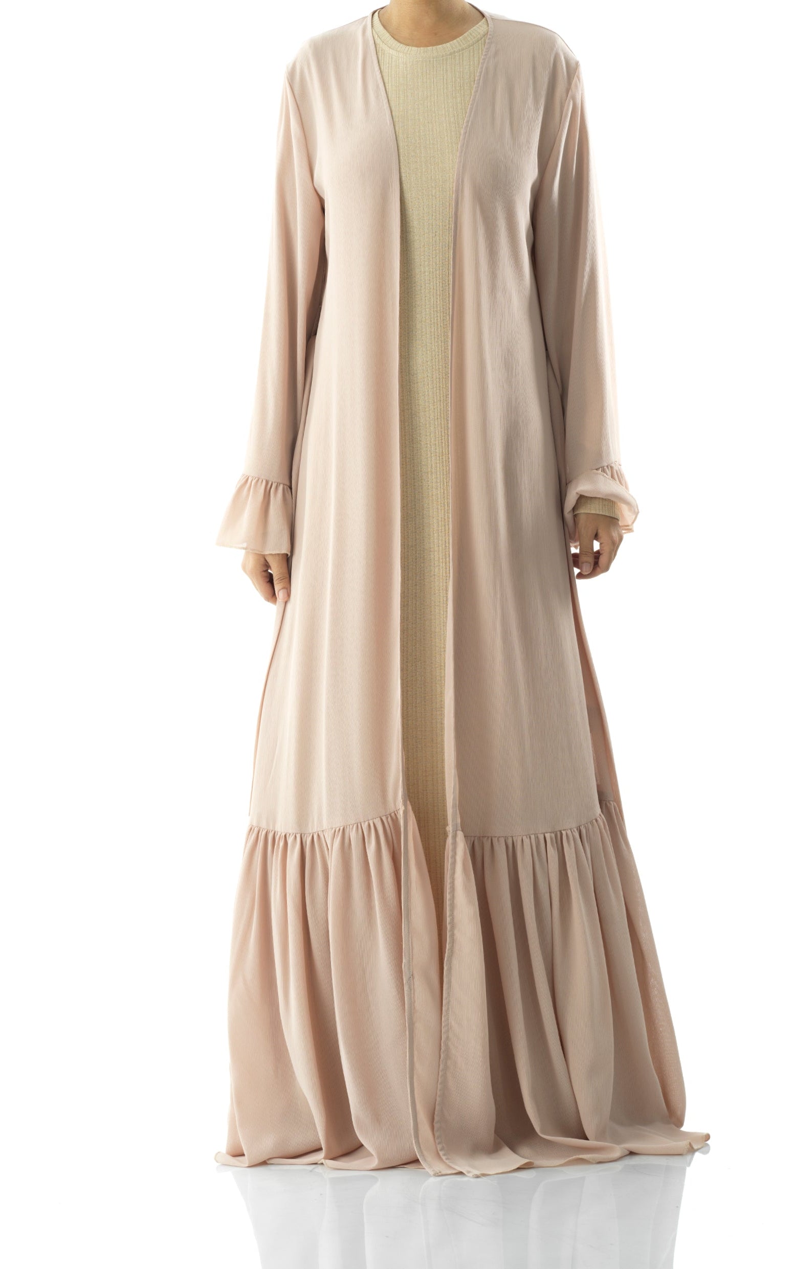 Tiered ruffle chiffon maxi cardigan Kabayare